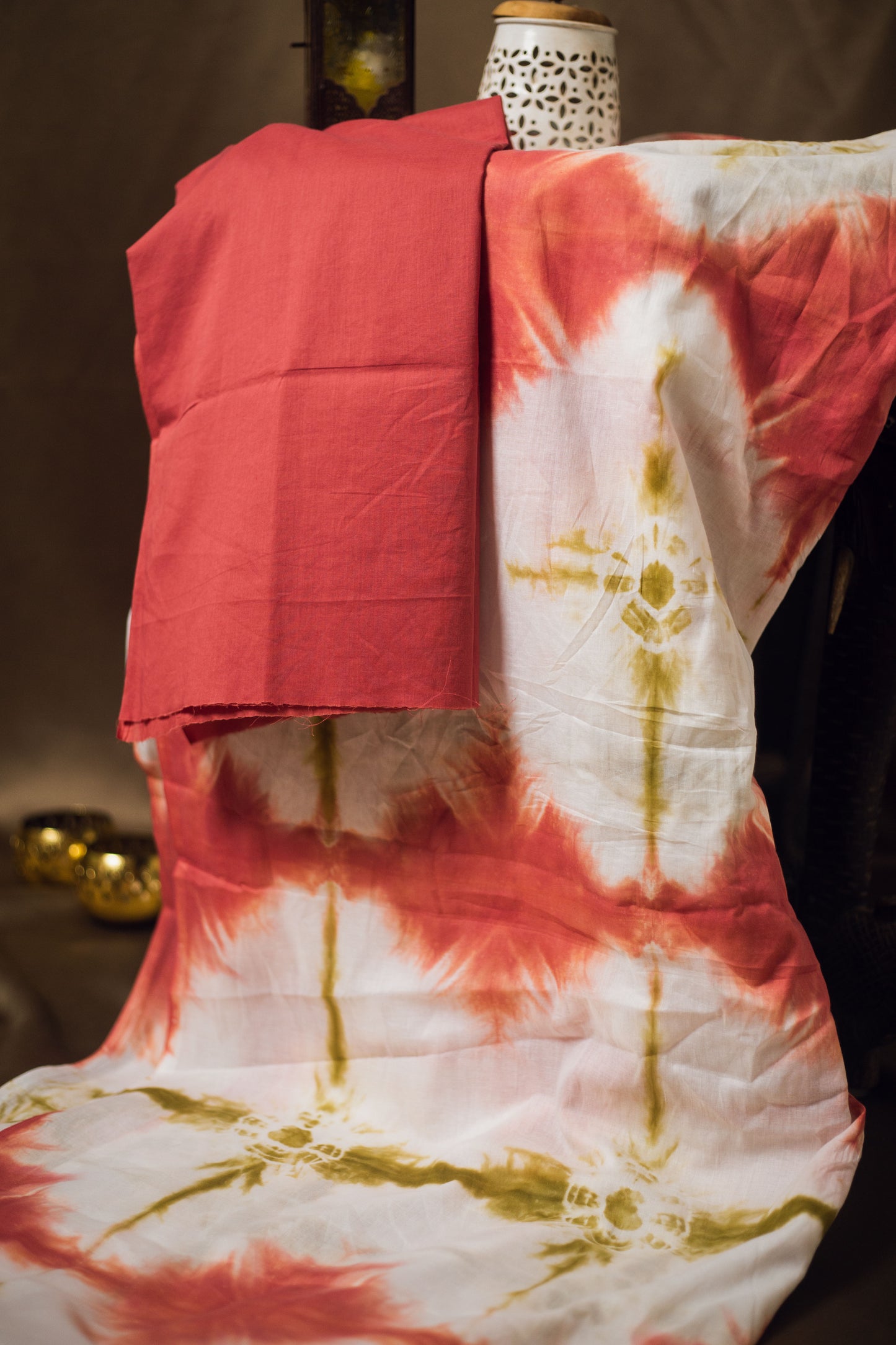 Cotton Mul Tie Dye Saree Green Earth