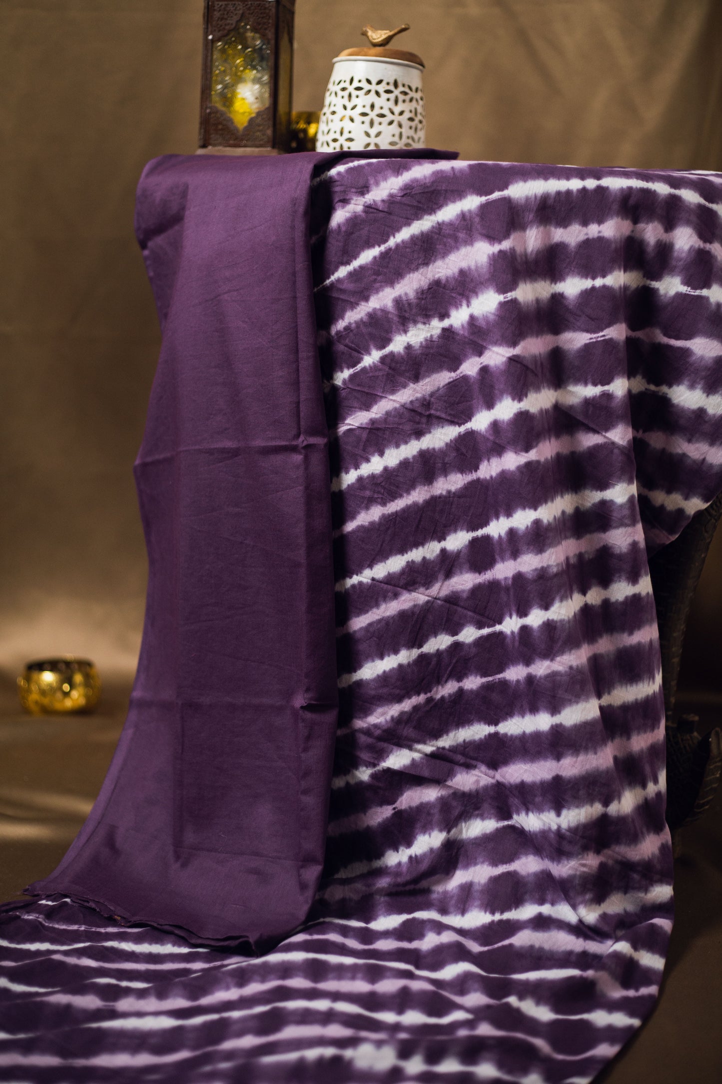 Cotton Mul Tie Dye Saree Jamun Leheriya