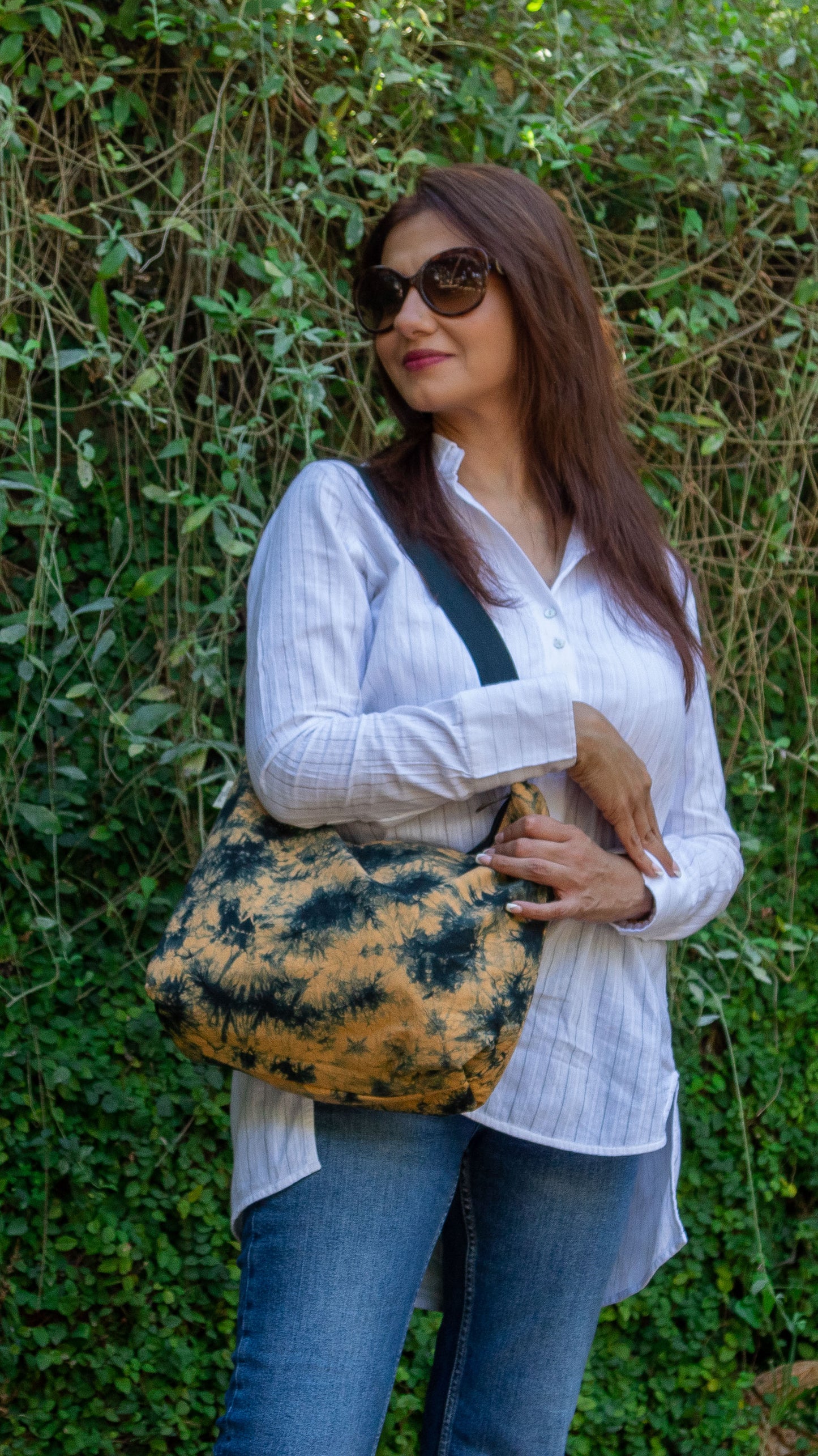 Cotton Hobo Bag • Black Splash