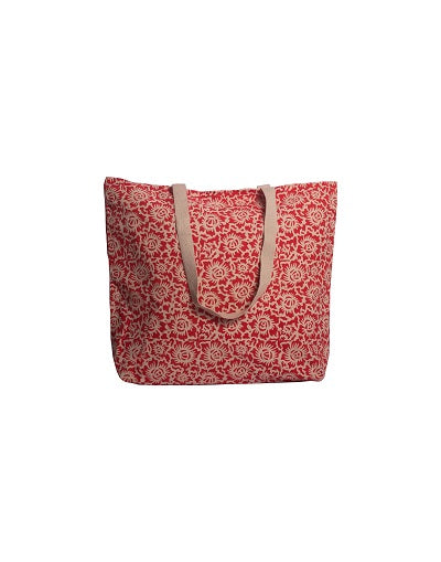 Cotton Daily Tote With Lining · Floral Fun Red