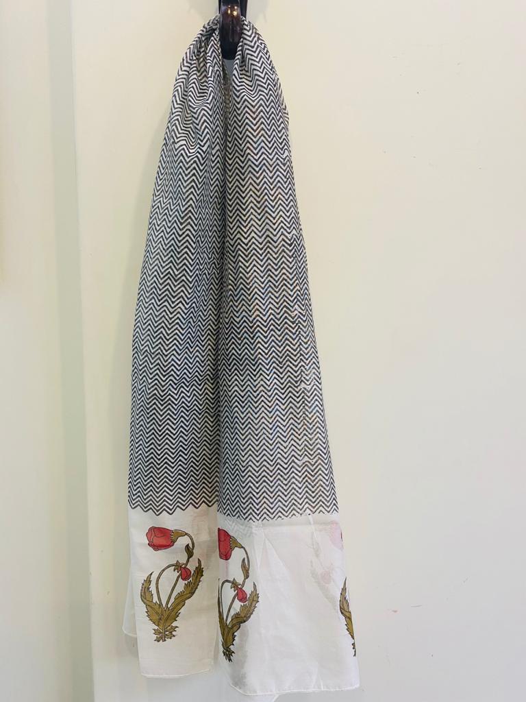 Hand Block Printed Chanderi Stole