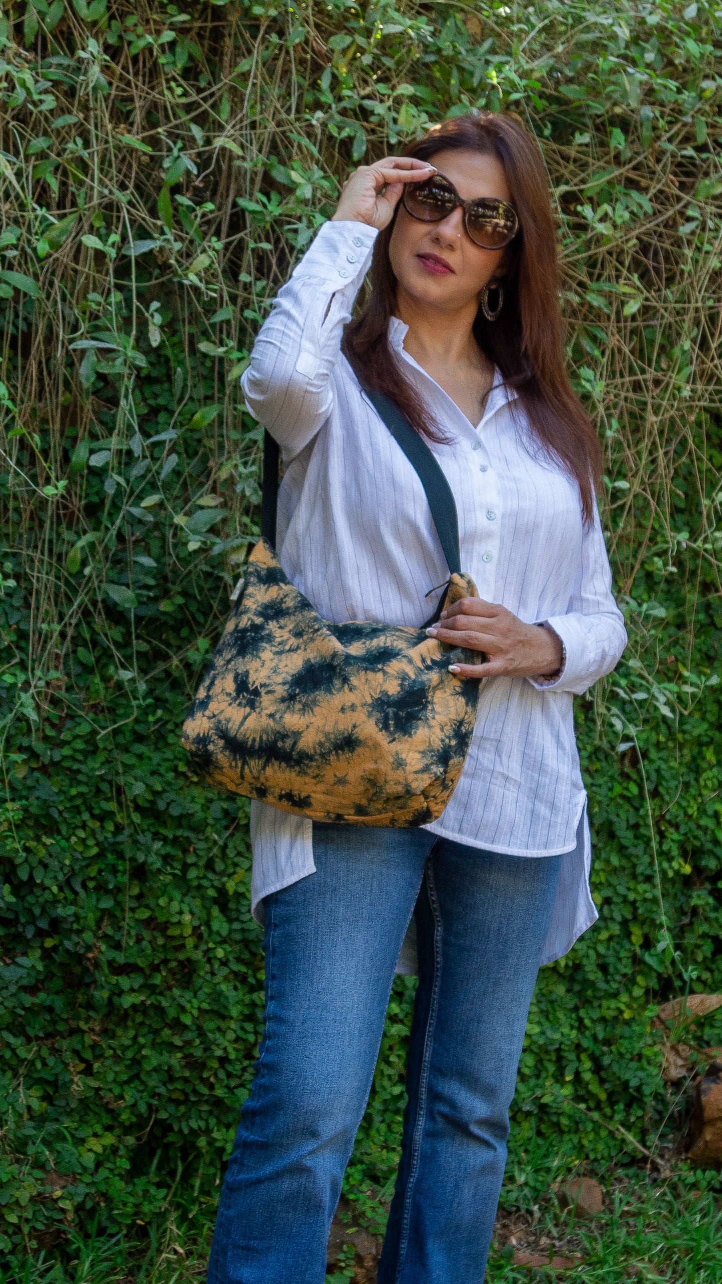 Cotton Hobo Bag • Black Splash