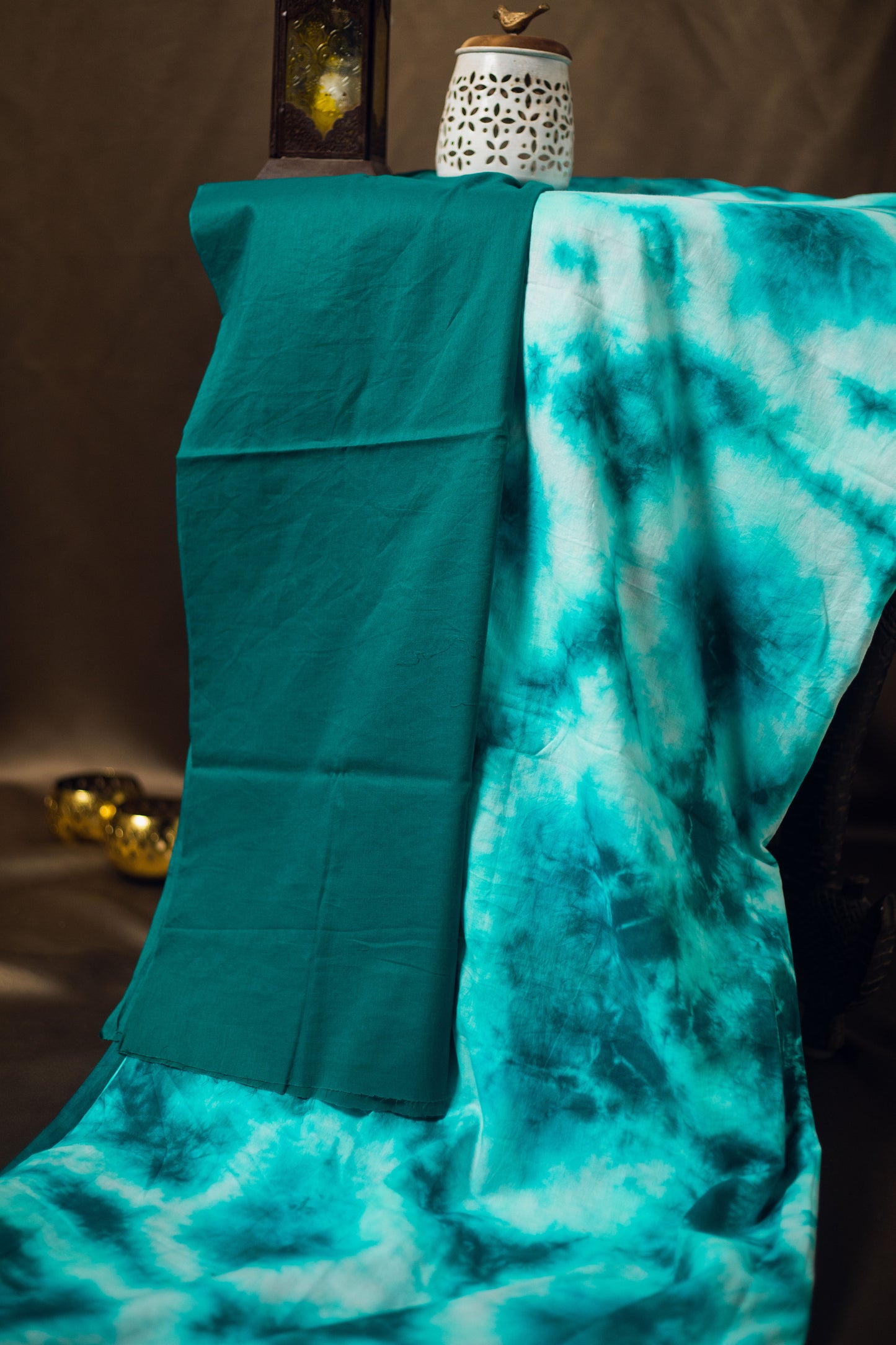 Cotton Mul Tie Dye Saree Mint Masala