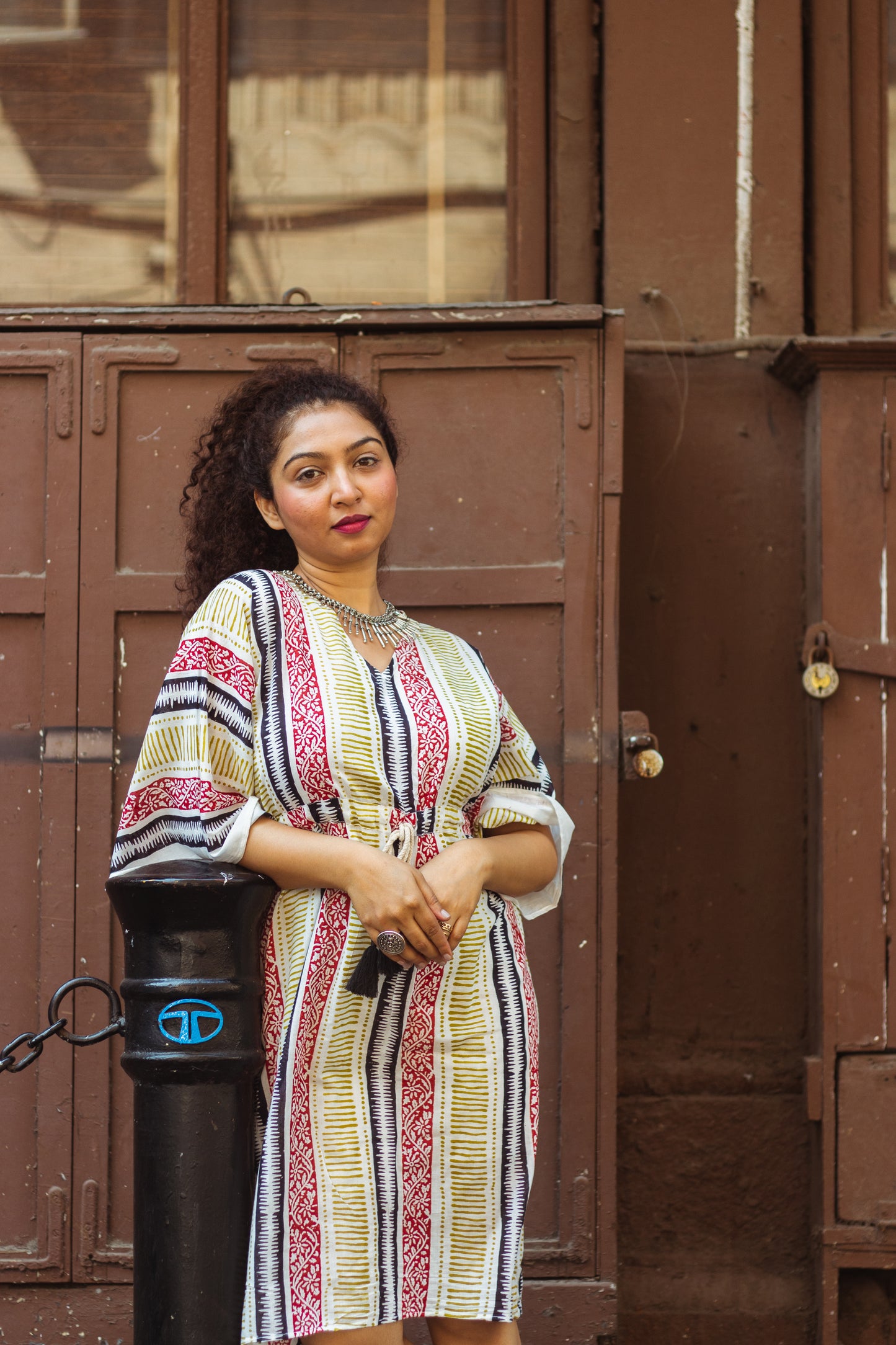 Block Printed Cotton Mul Kaftan Tunic/ Dress · Earthy Tones