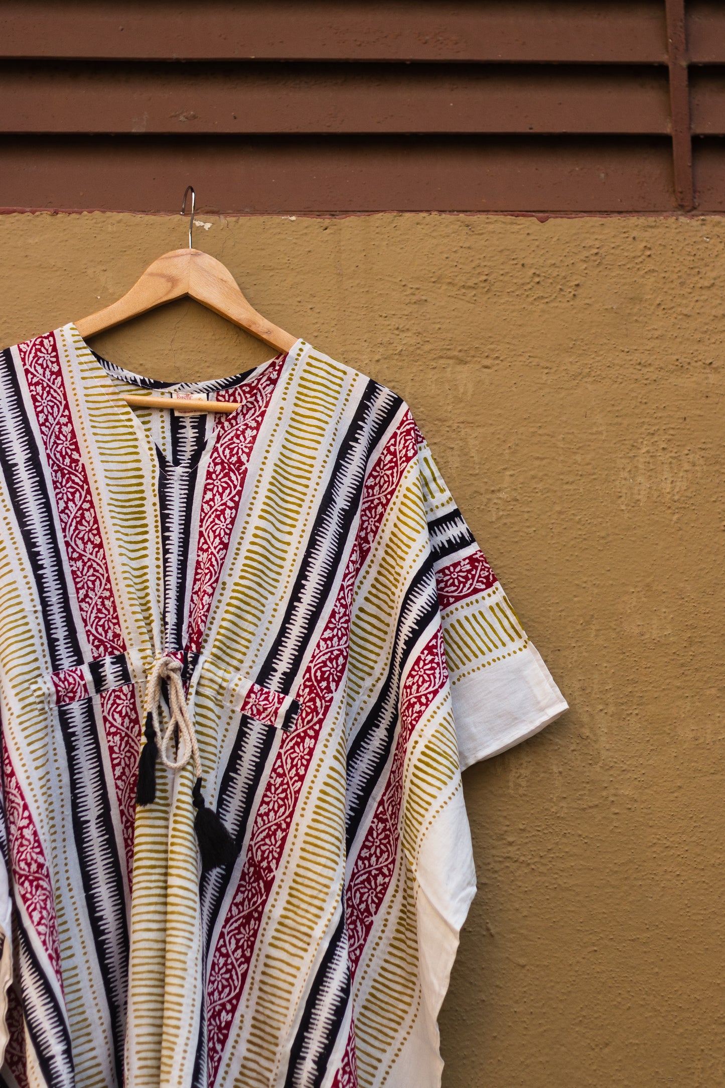 Block Printed Cotton Mul Kaftan Tunic/ Dress · Earthy Tones