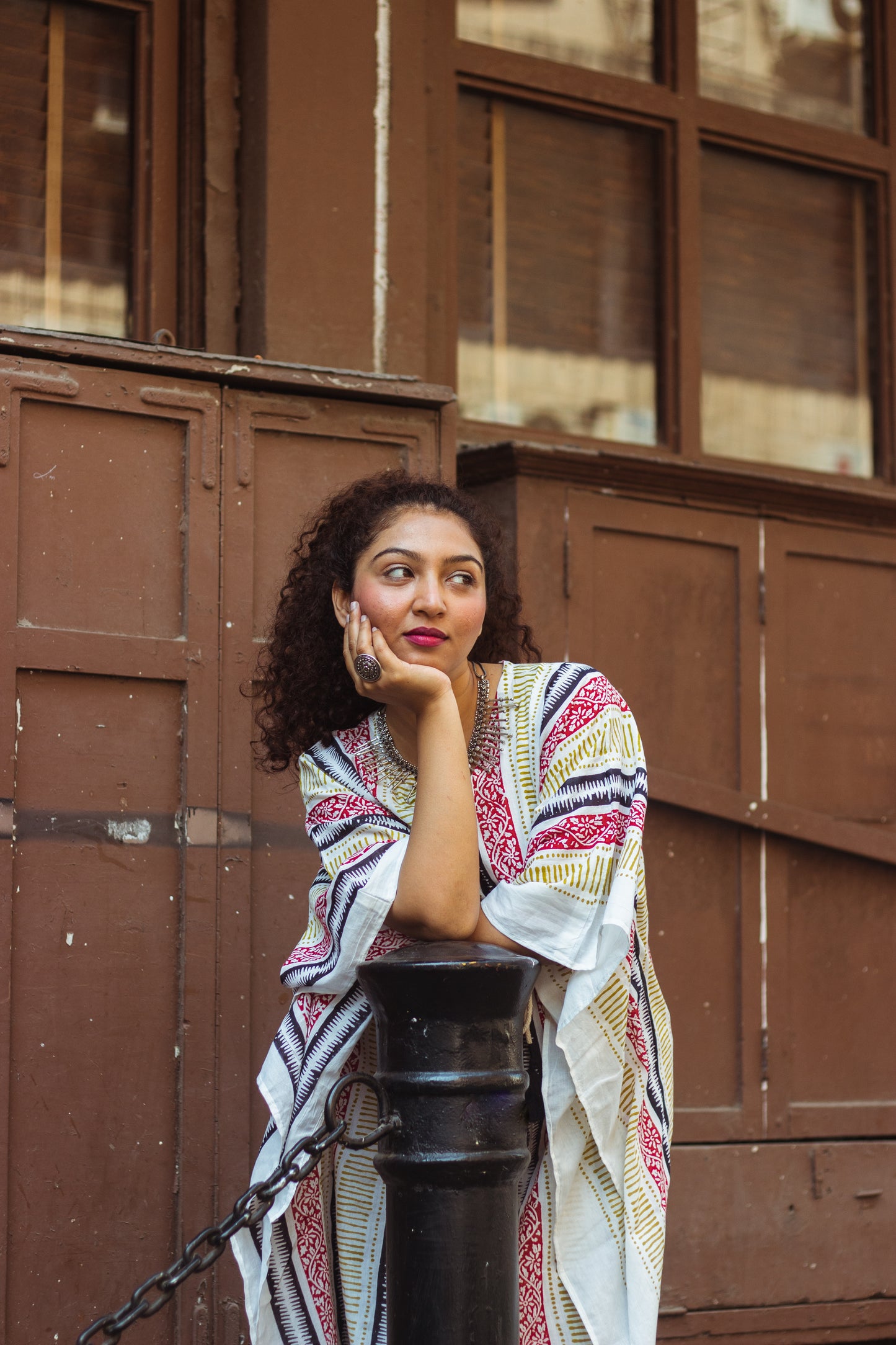 Block Printed Cotton Mul Kaftan Tunic/ Dress · Earthy Tones