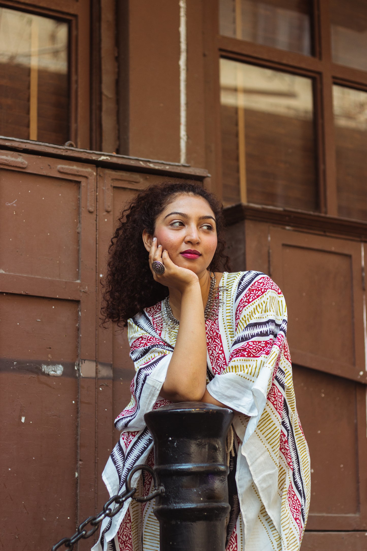 Block Printed Cotton Mul Kaftan Tunic/ Dress · Earthy Tones