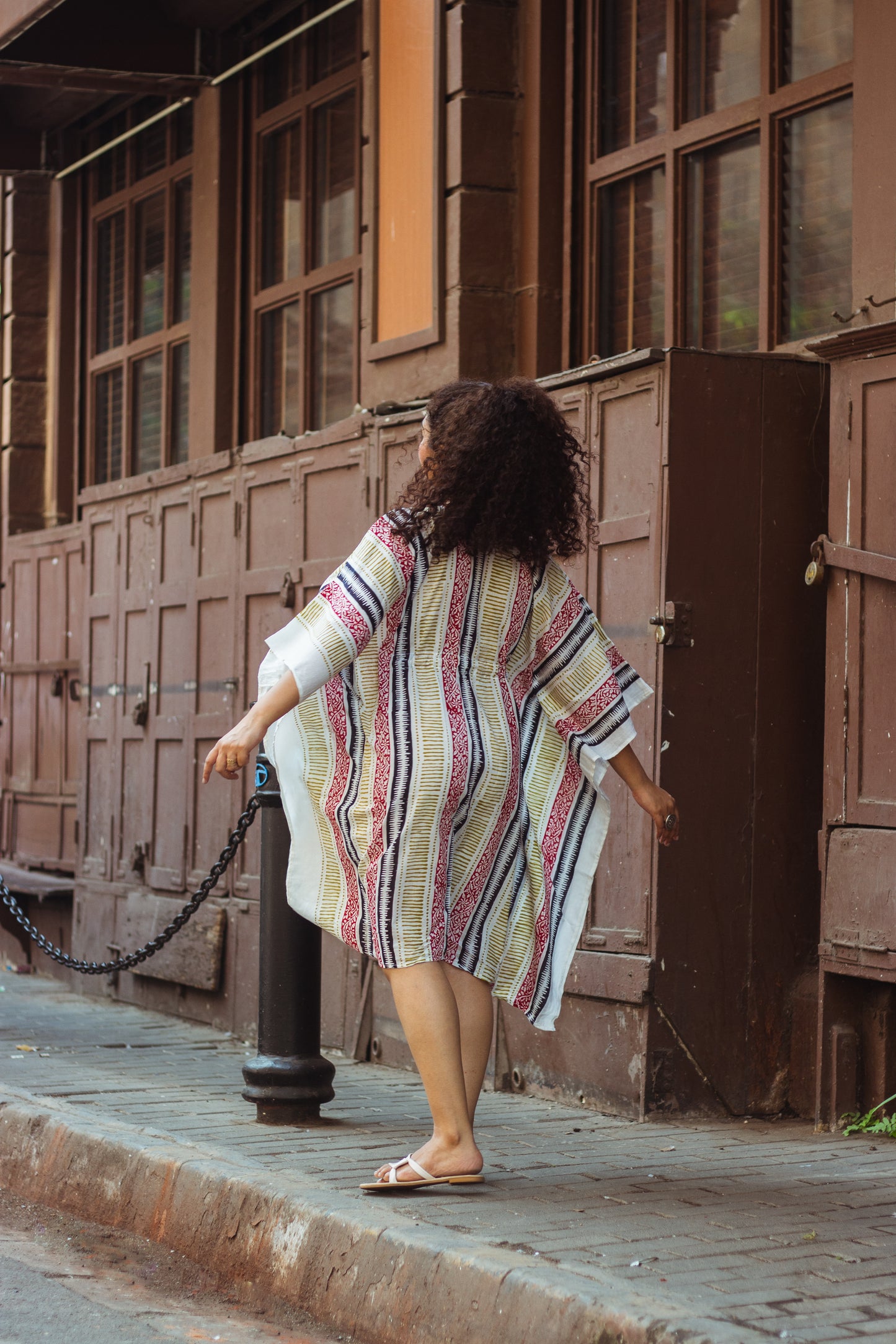 Block Printed Cotton Mul Kaftan Tunic/ Dress · Earthy Tones