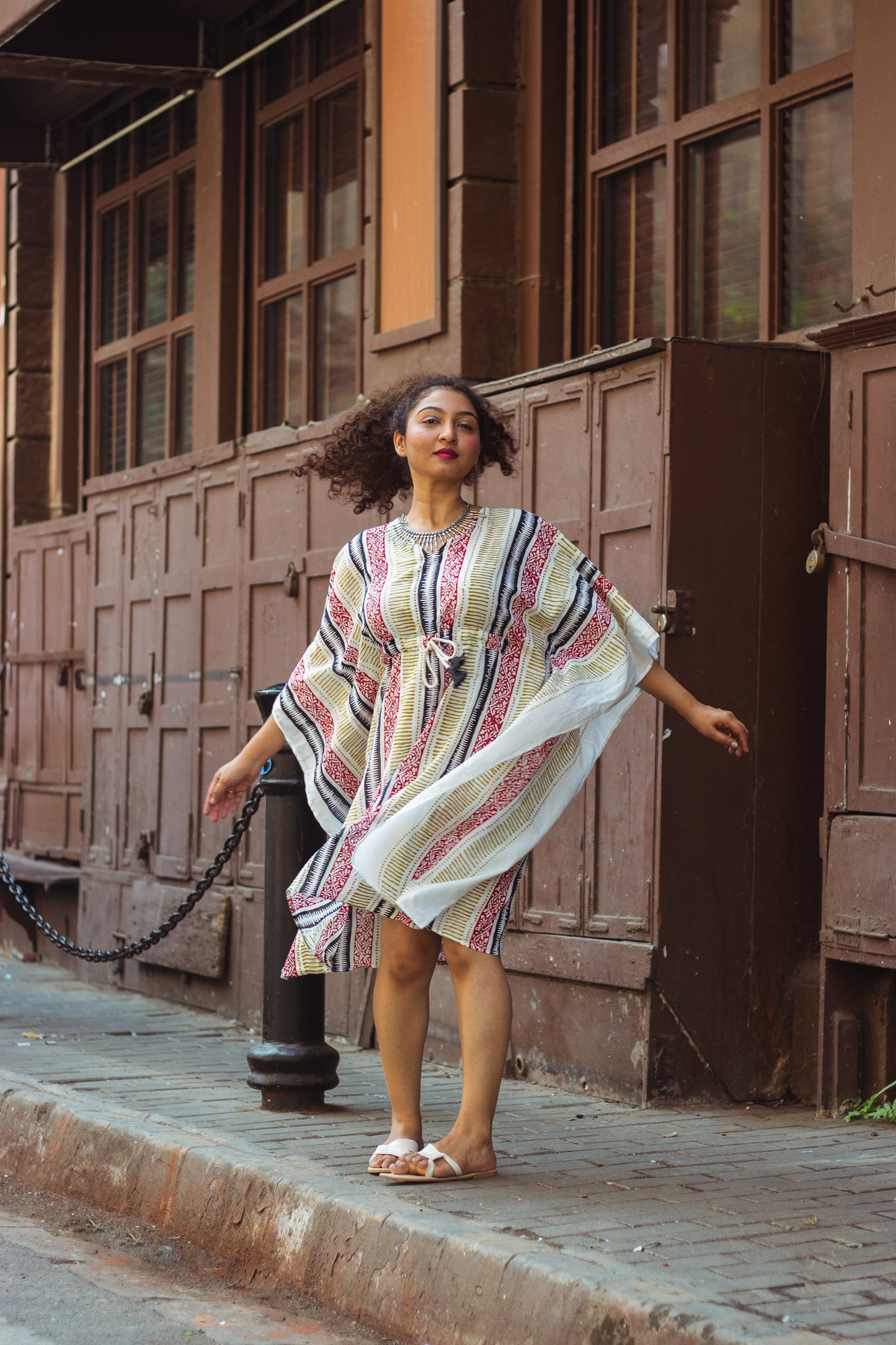 Block Printed Cotton Mul Kaftan Tunic/ Dress · Earthy Tones