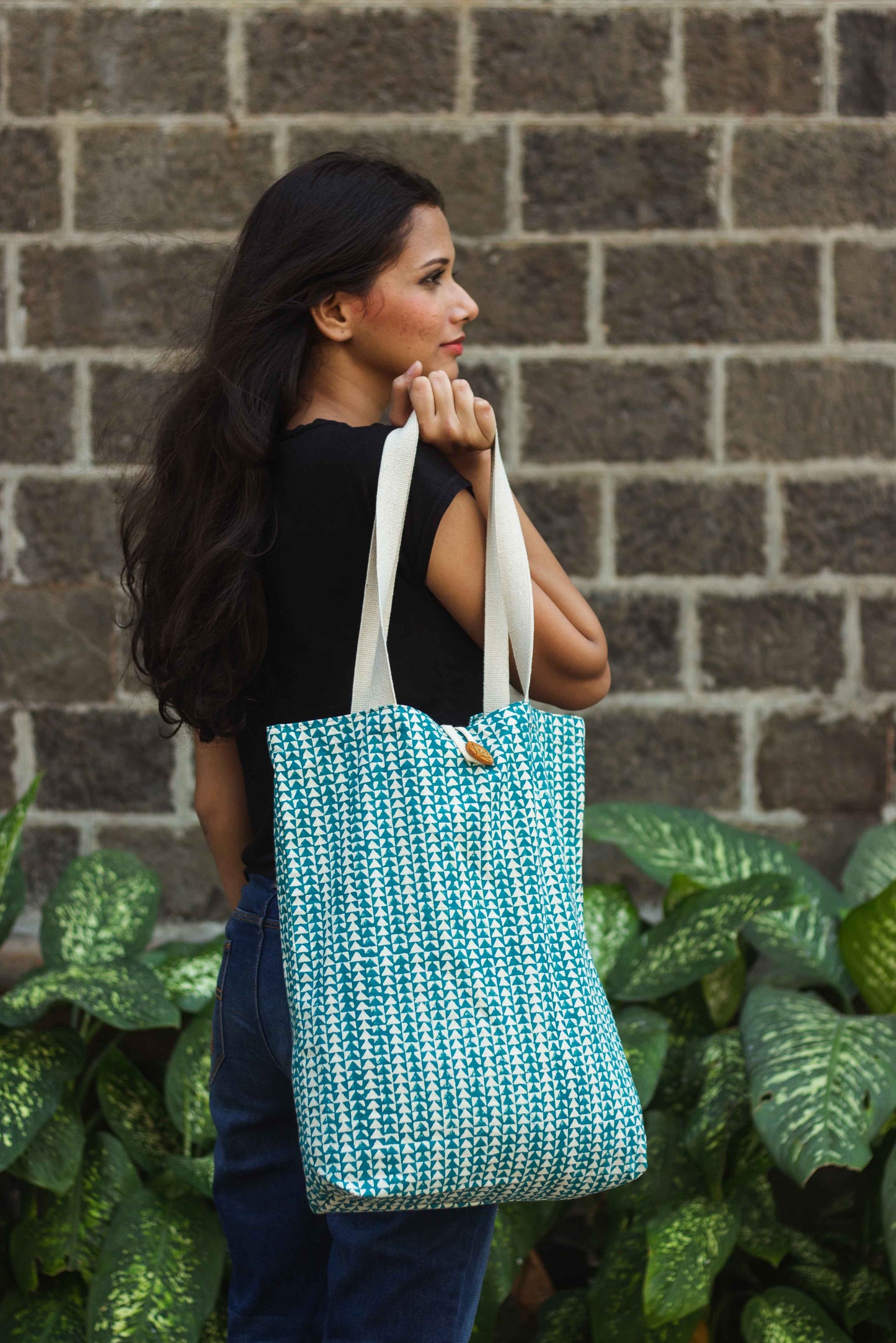 Cotton Shopping Tote Bag · Tiny Triangles Rama