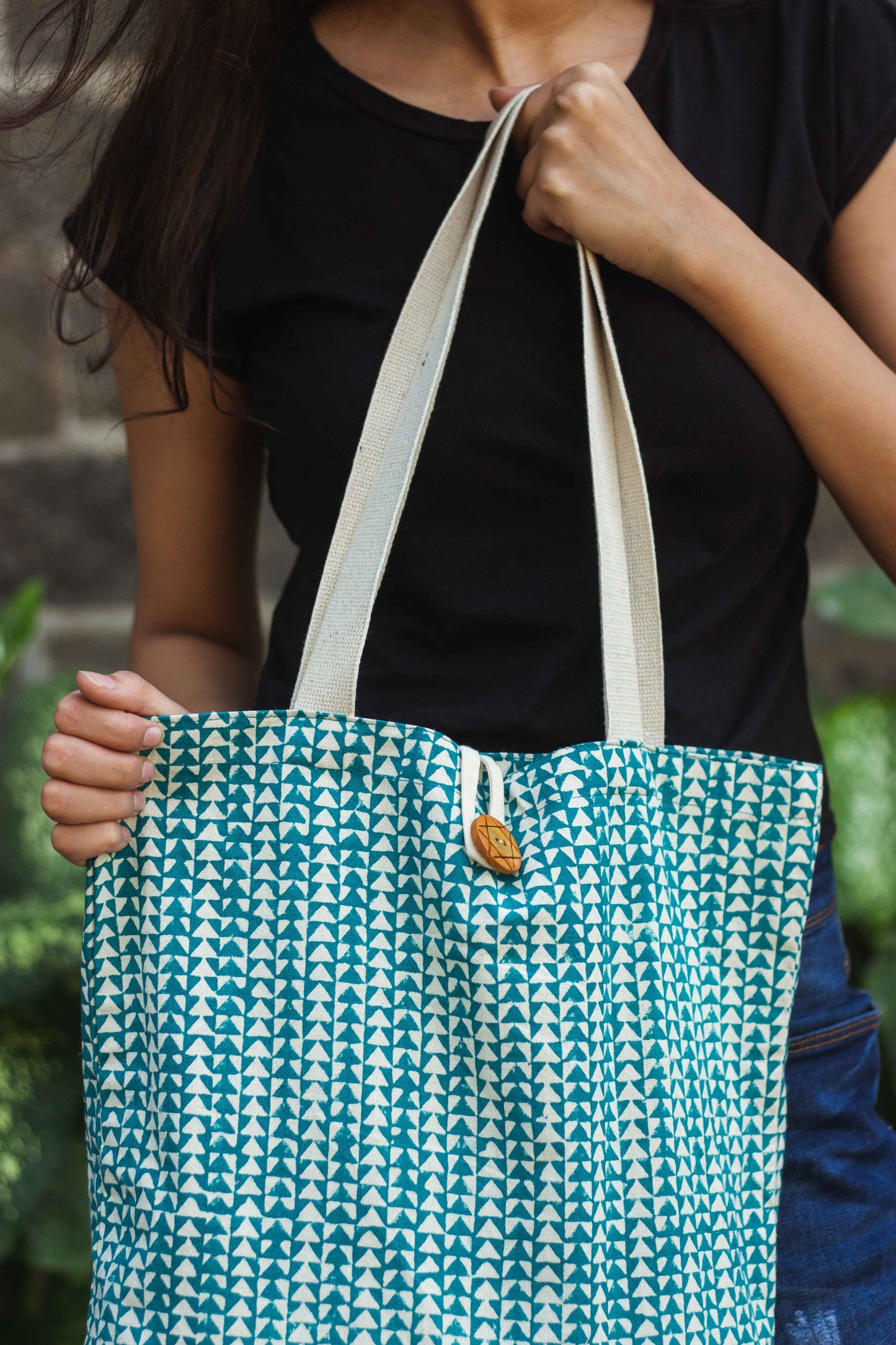 Cotton Shopping Tote Bag · Tiny Triangles Rama