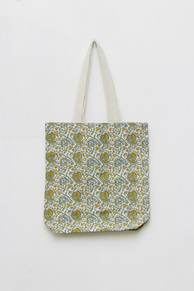 Canvas Cotton Shopping Tote Bag · Pastel Paisley