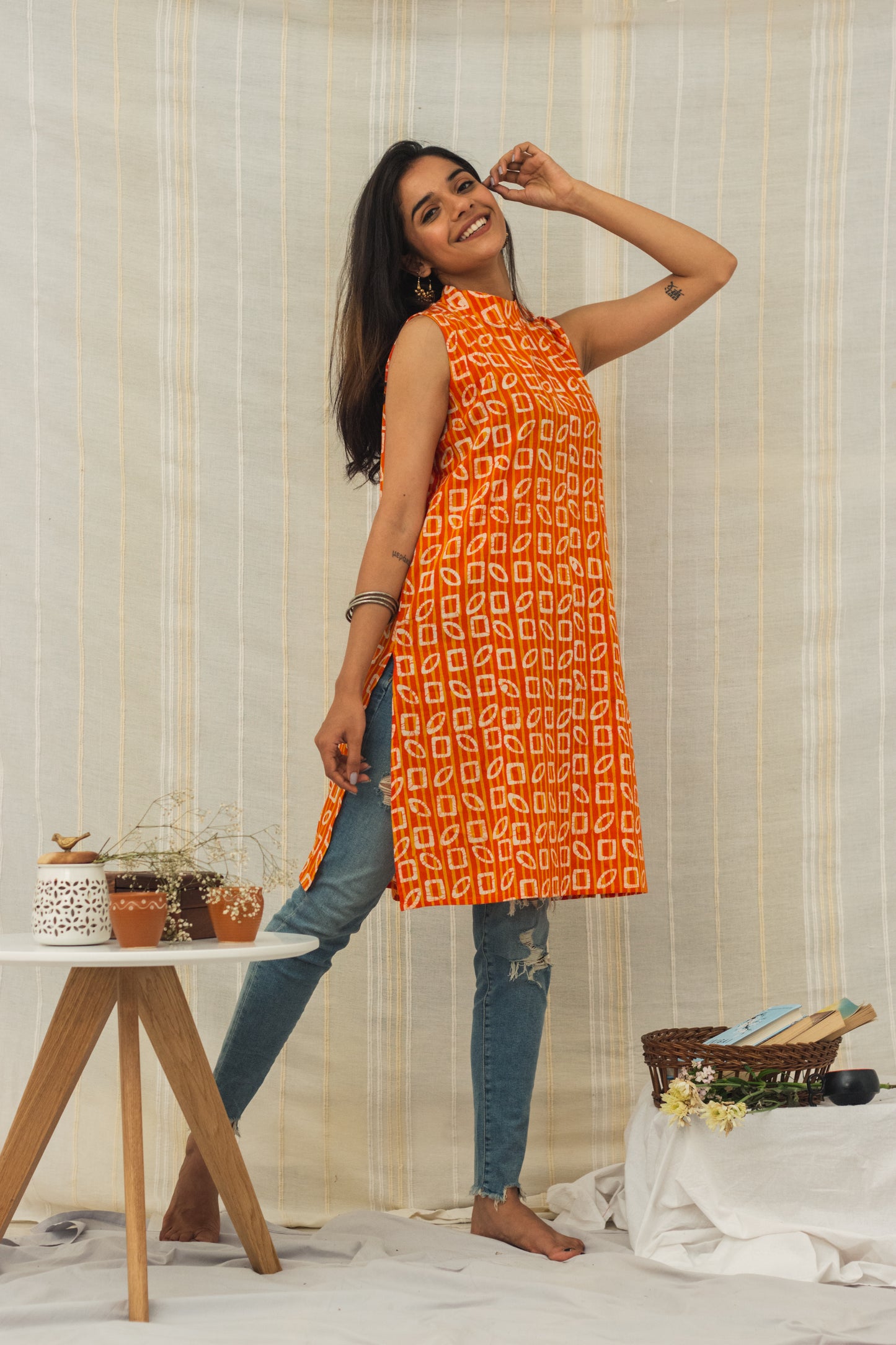 Cotton Batik Block Printed Kurta • Unusual Shapes