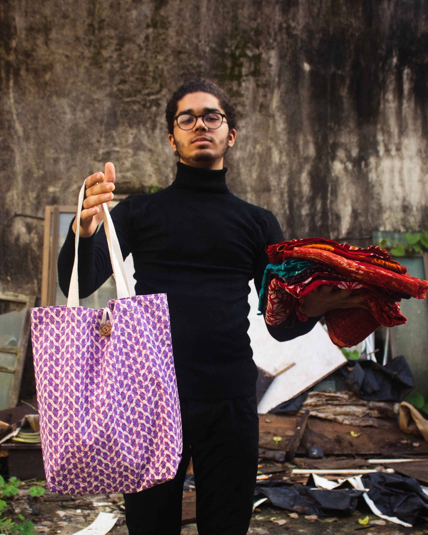 Cotton Shopping Tote Bag · Chevron Pink