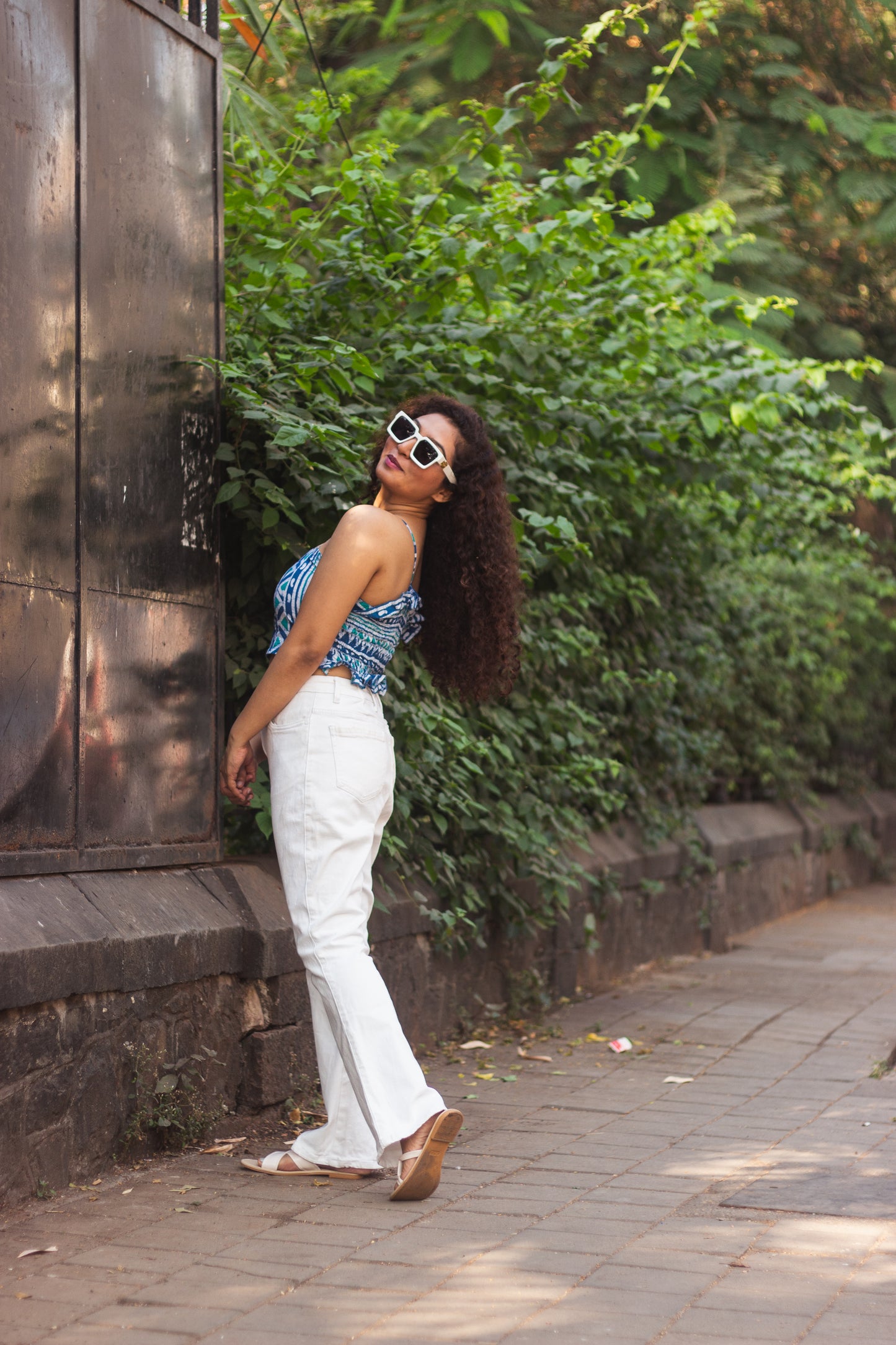 Cotton Crop Top In Batik Print Aztec Print