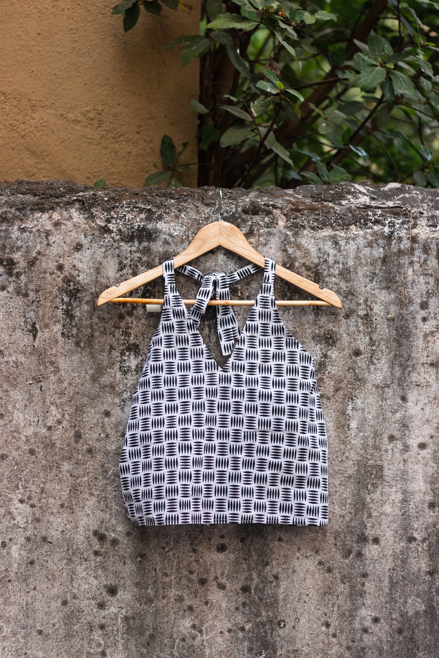 Cotton Crop Top In Screen Print Grid