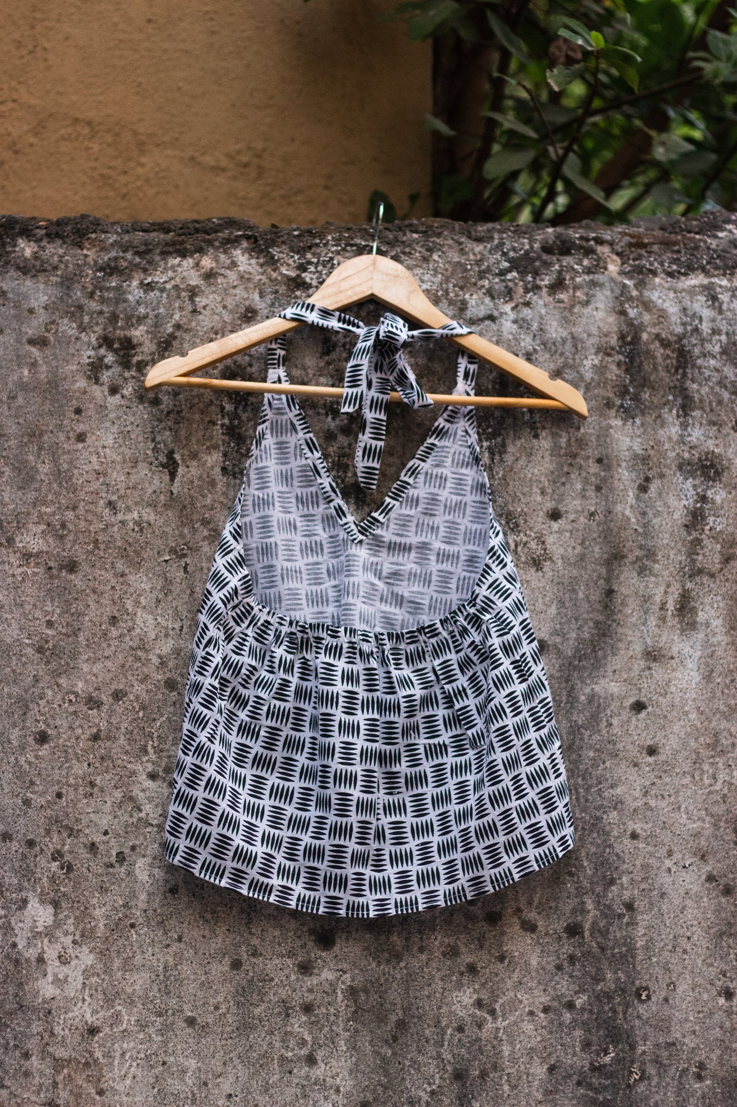 Cotton Crop Top In Screen Print Grid
