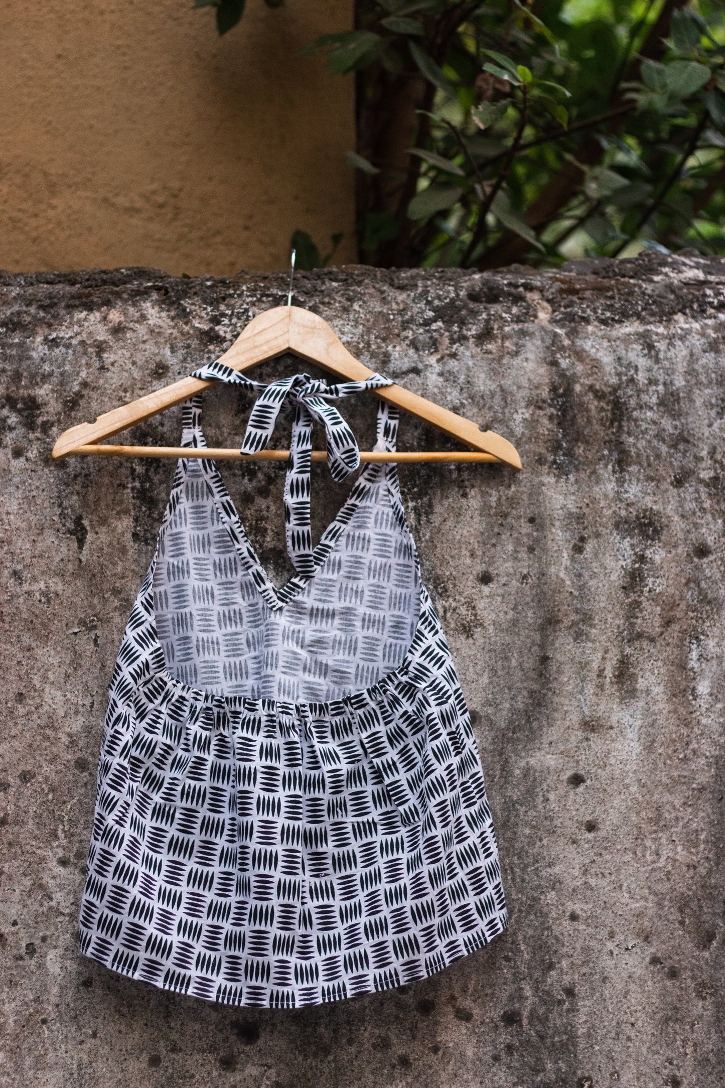 Cotton Crop Top In Screen Print Grid