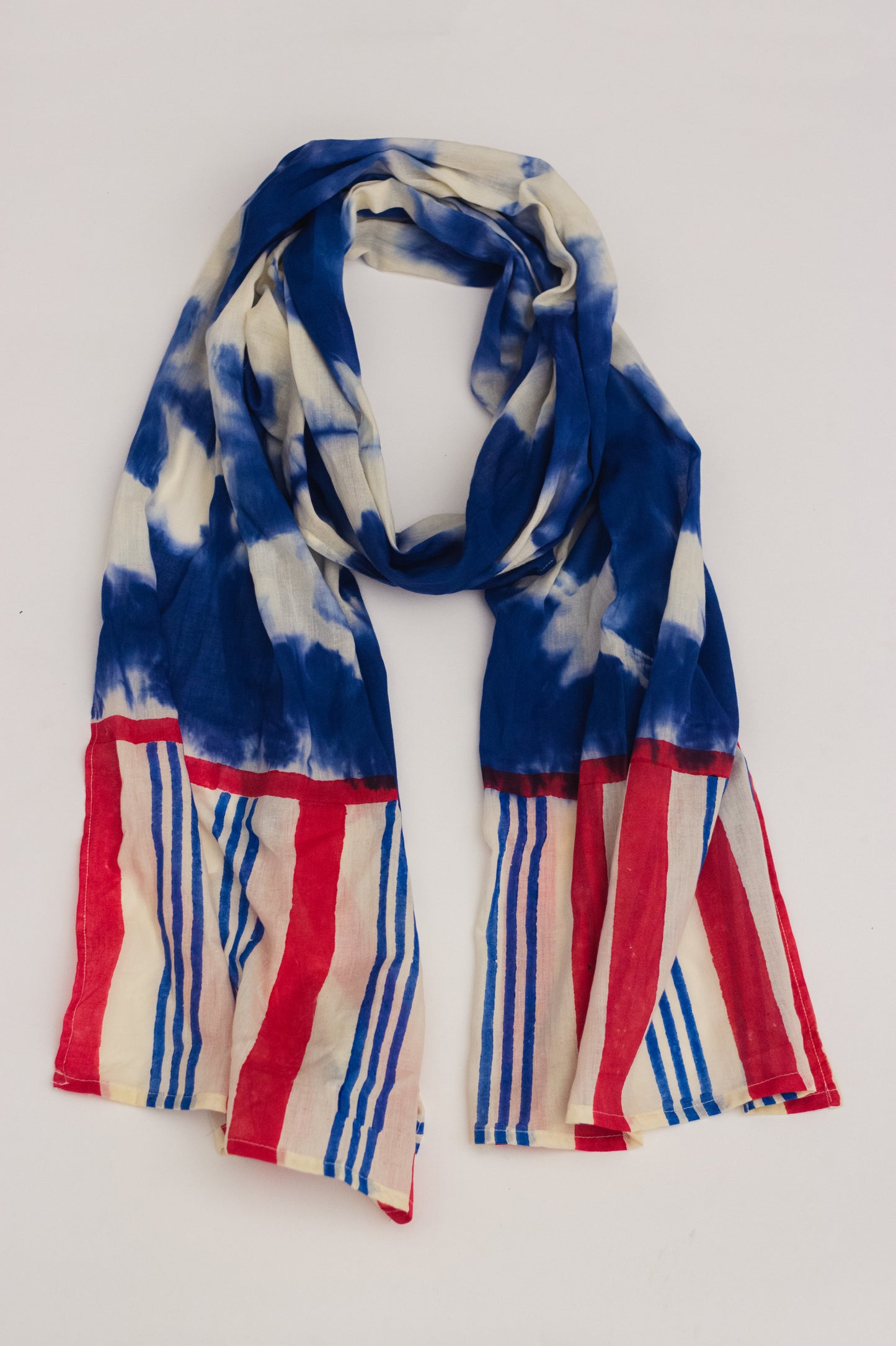 Cotton Voile Tie Dye Stole · Dark Blue Skies