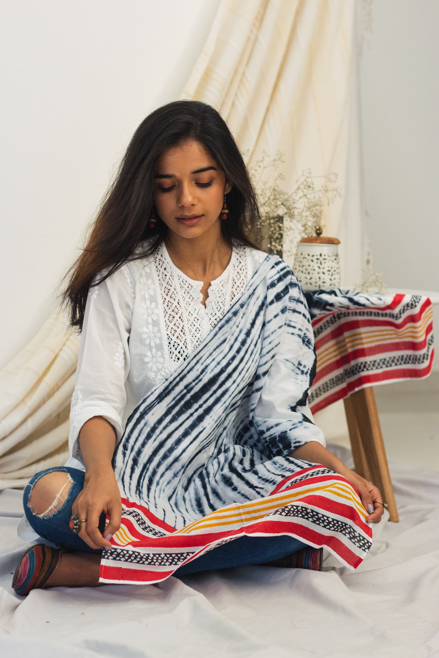 Cotton Voile Tie Dye Stole · Night Skies