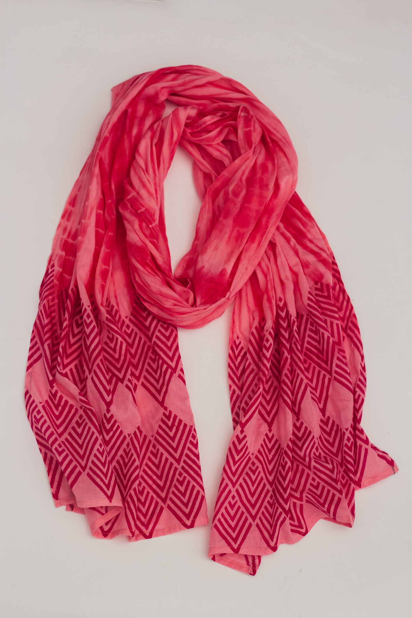 Cotton Voile Tie Dye Stole · Rose Sorbet