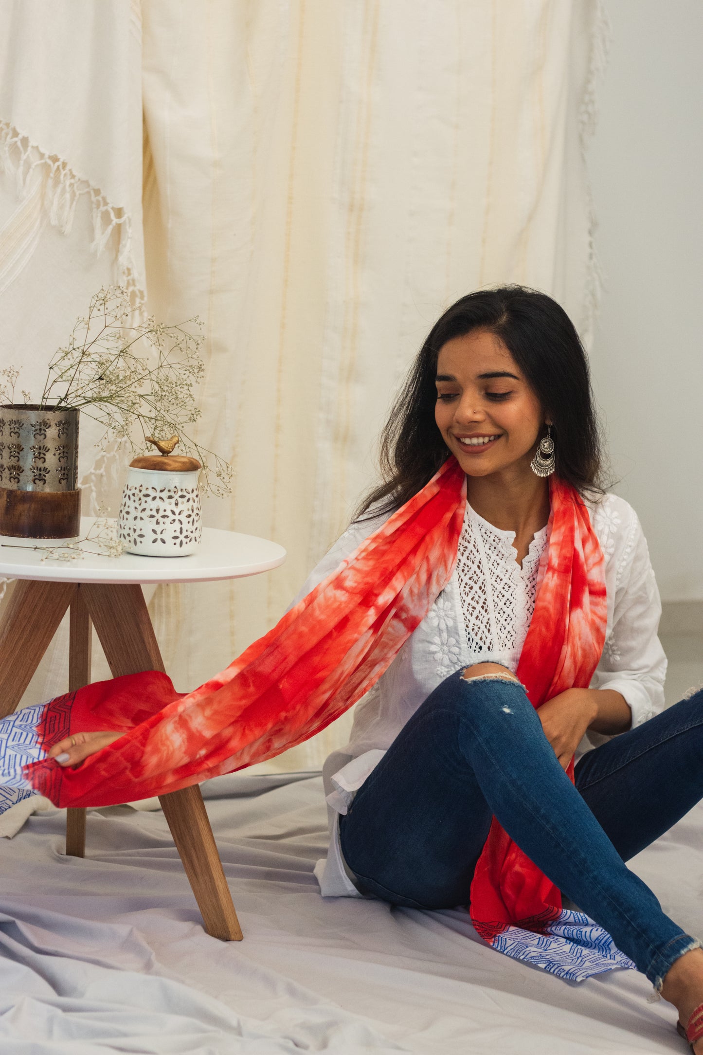 Cotton Voile Tie Dye Stole · Ruby Splash