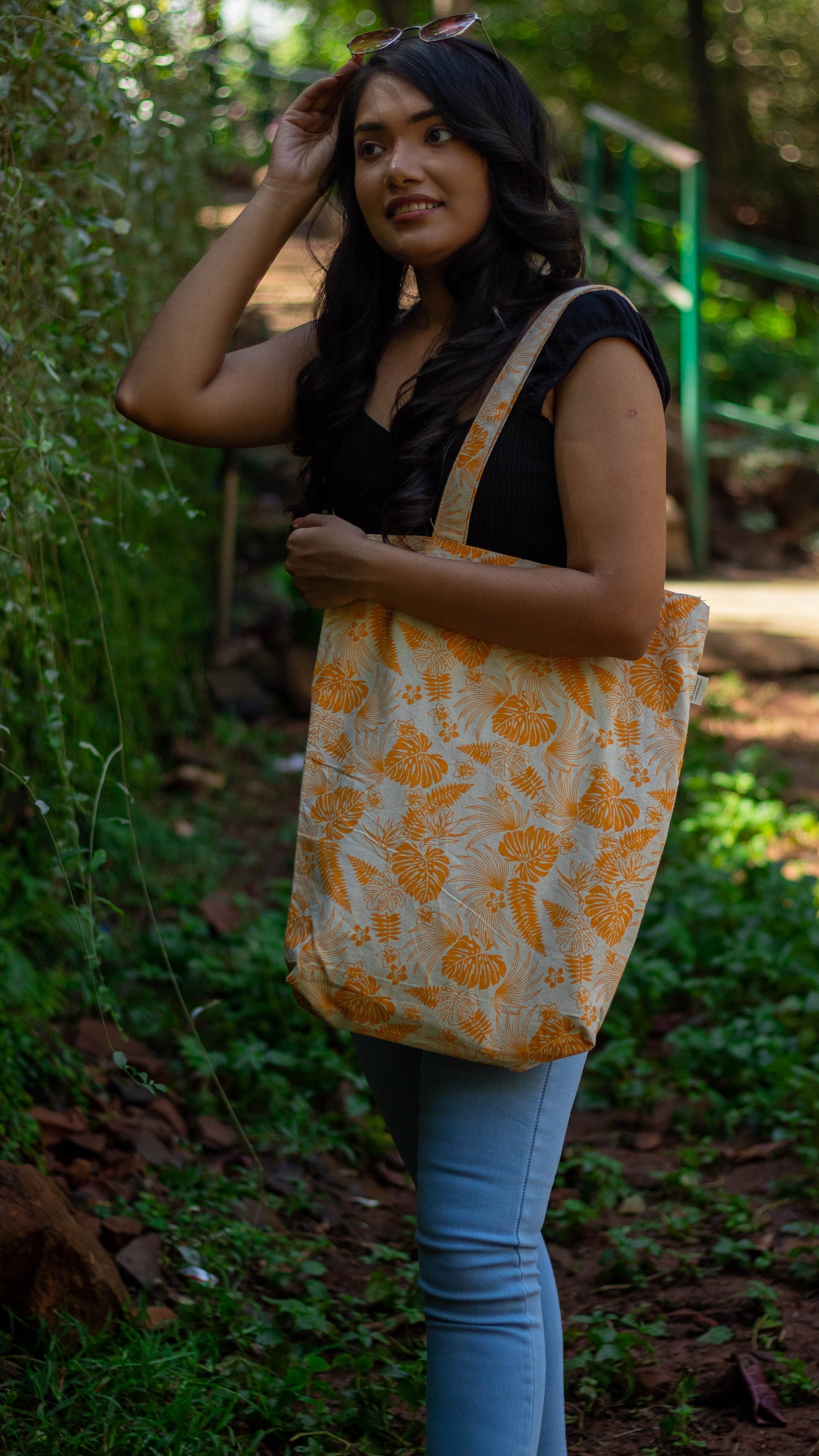 Forest Yellow Cotton Shopping Tote Bag