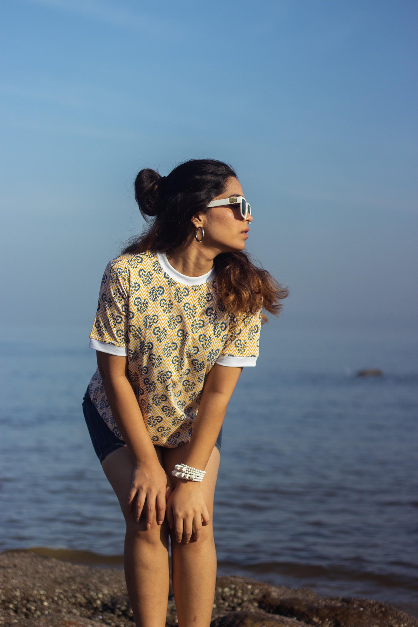 Block Printed T-shirt - Chevron Butas