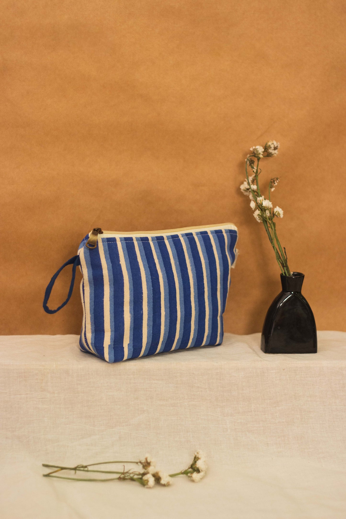 Cotton Pouch • Blue • Double Stripes