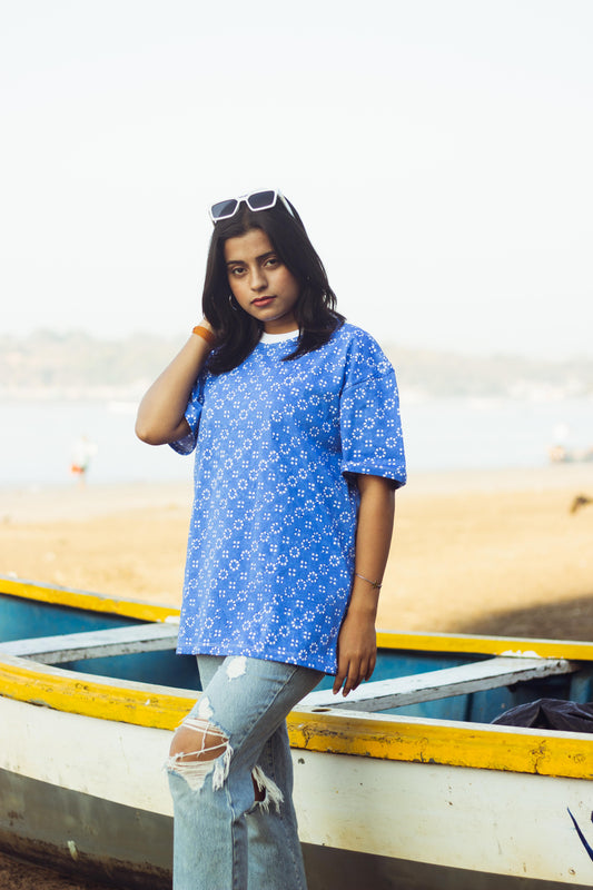 100% Cotton Hand Block Printed Boyfriend T-shirt