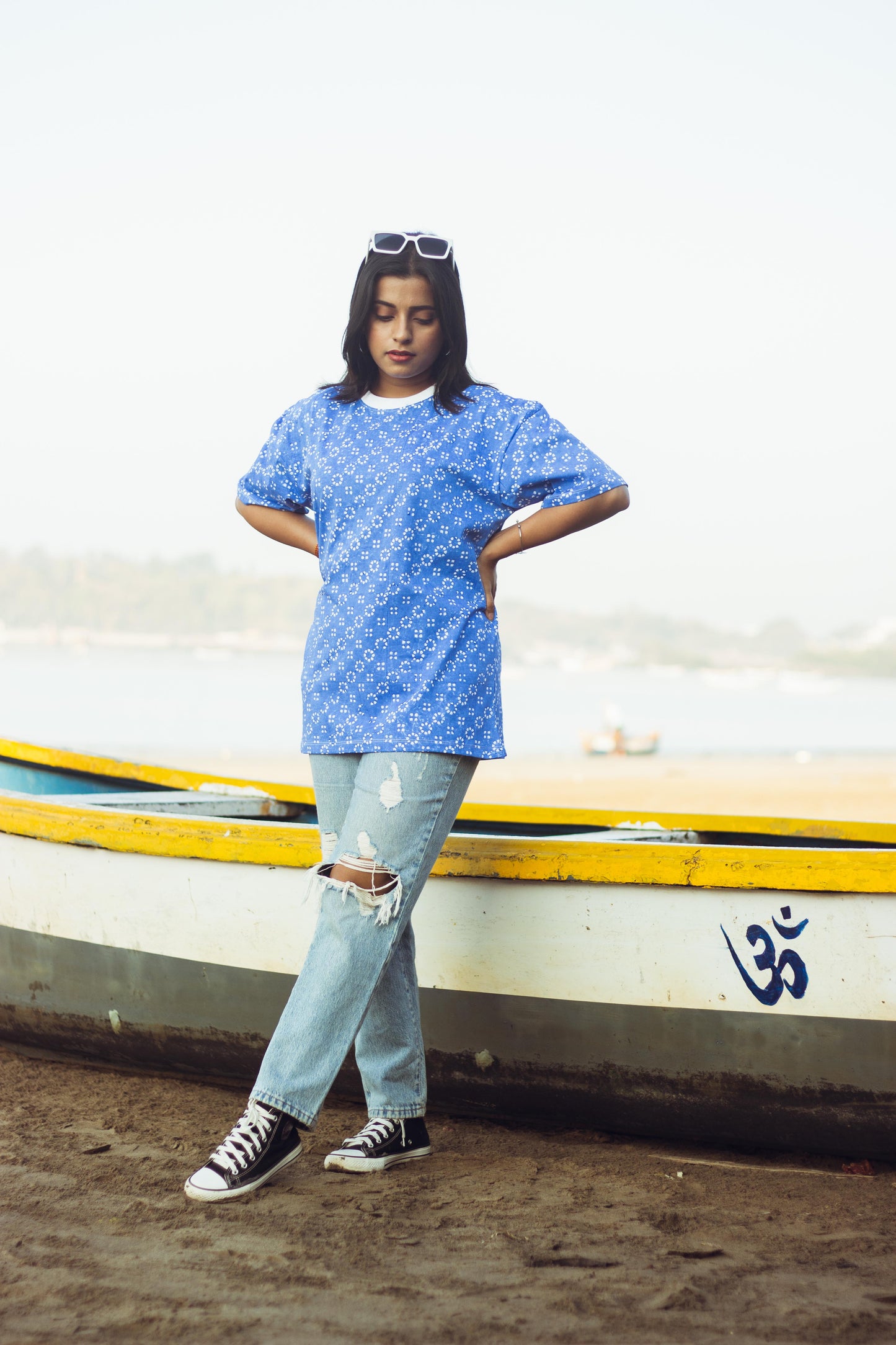 100% Cotton Hand Block Printed Boyfriend T-shirt