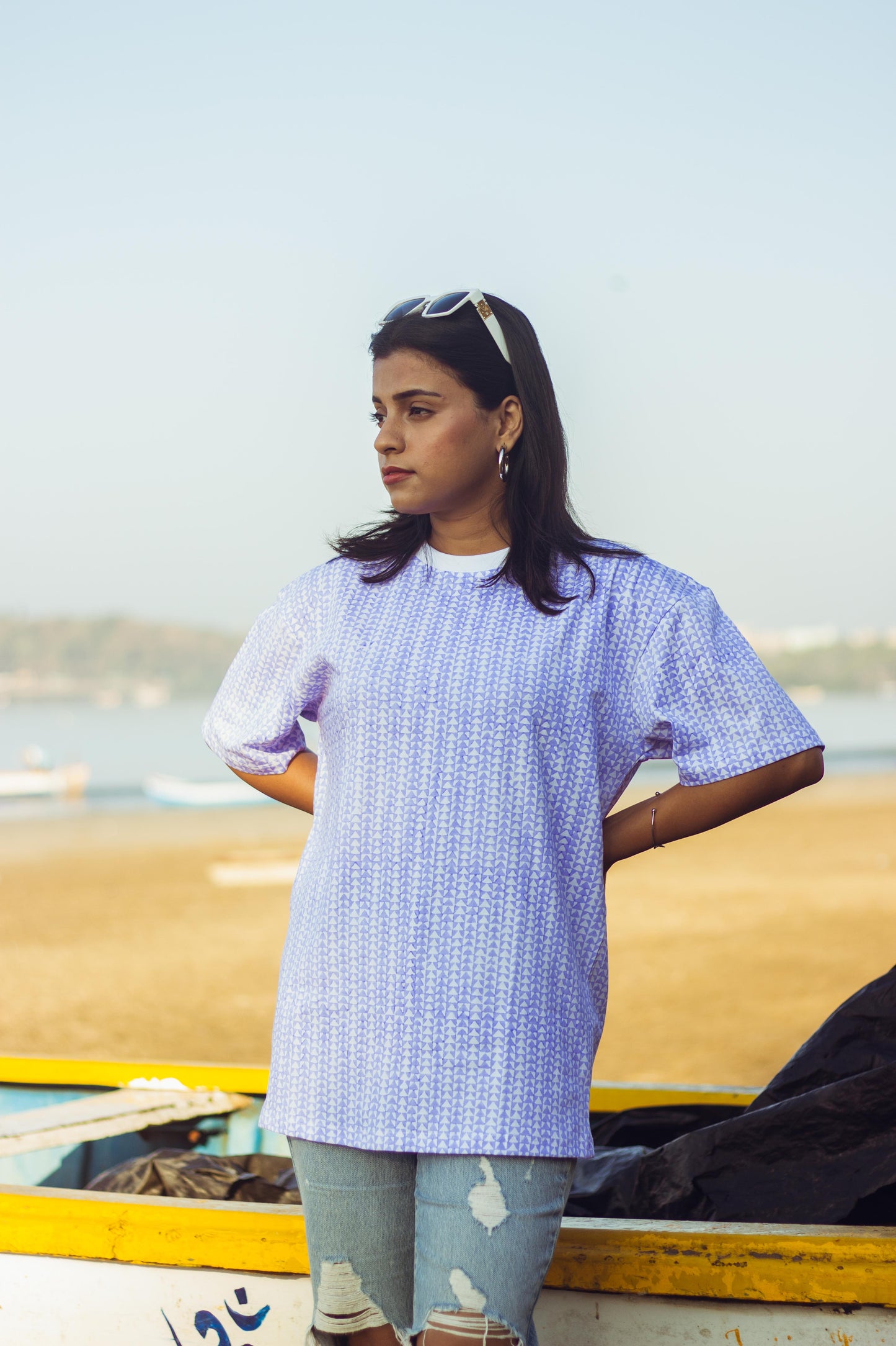 100% Cotton Hand Block Printed Boyfriend T-shirt