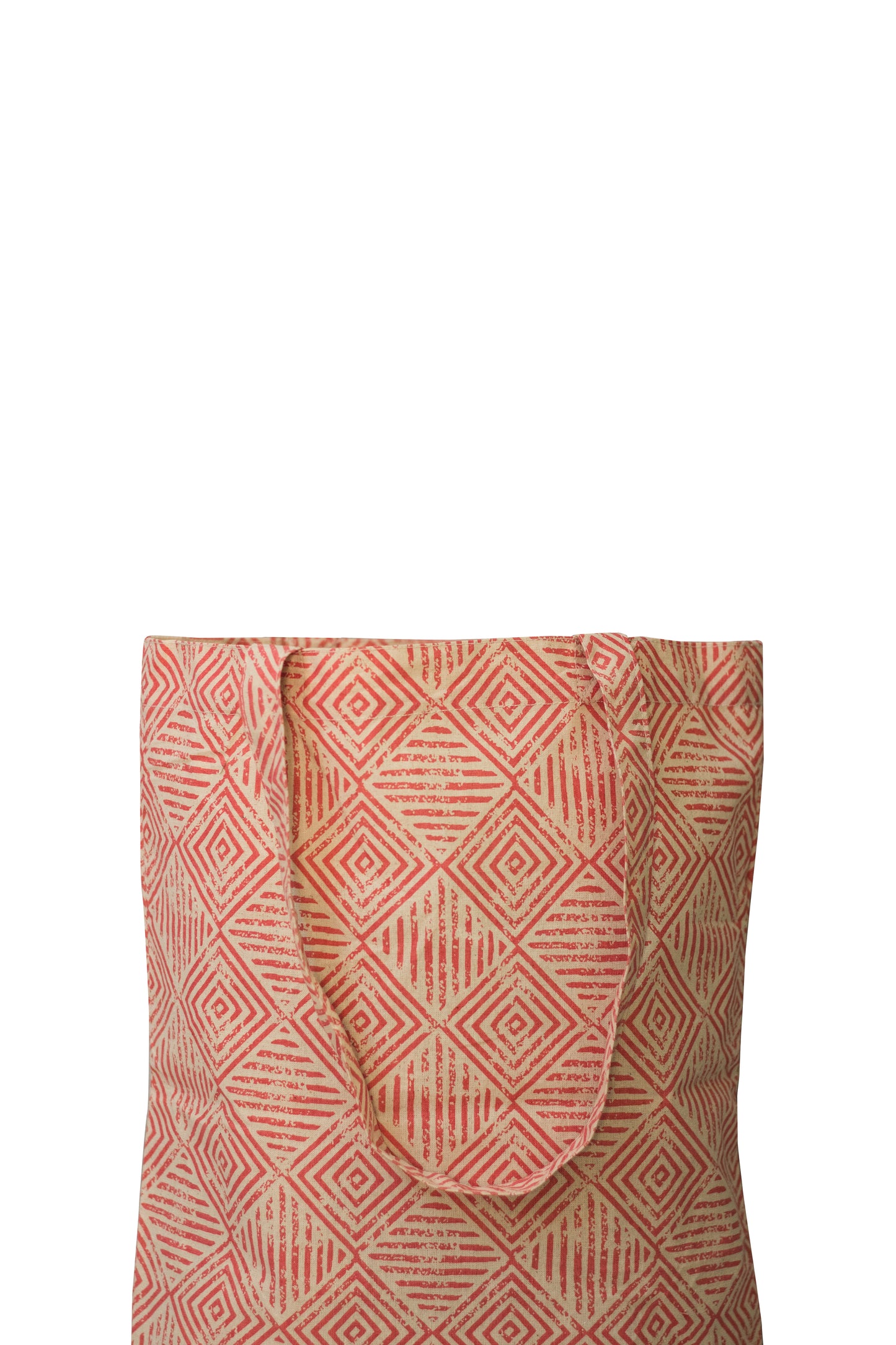 Diamond Peach Cotton Shopping Tote Bag