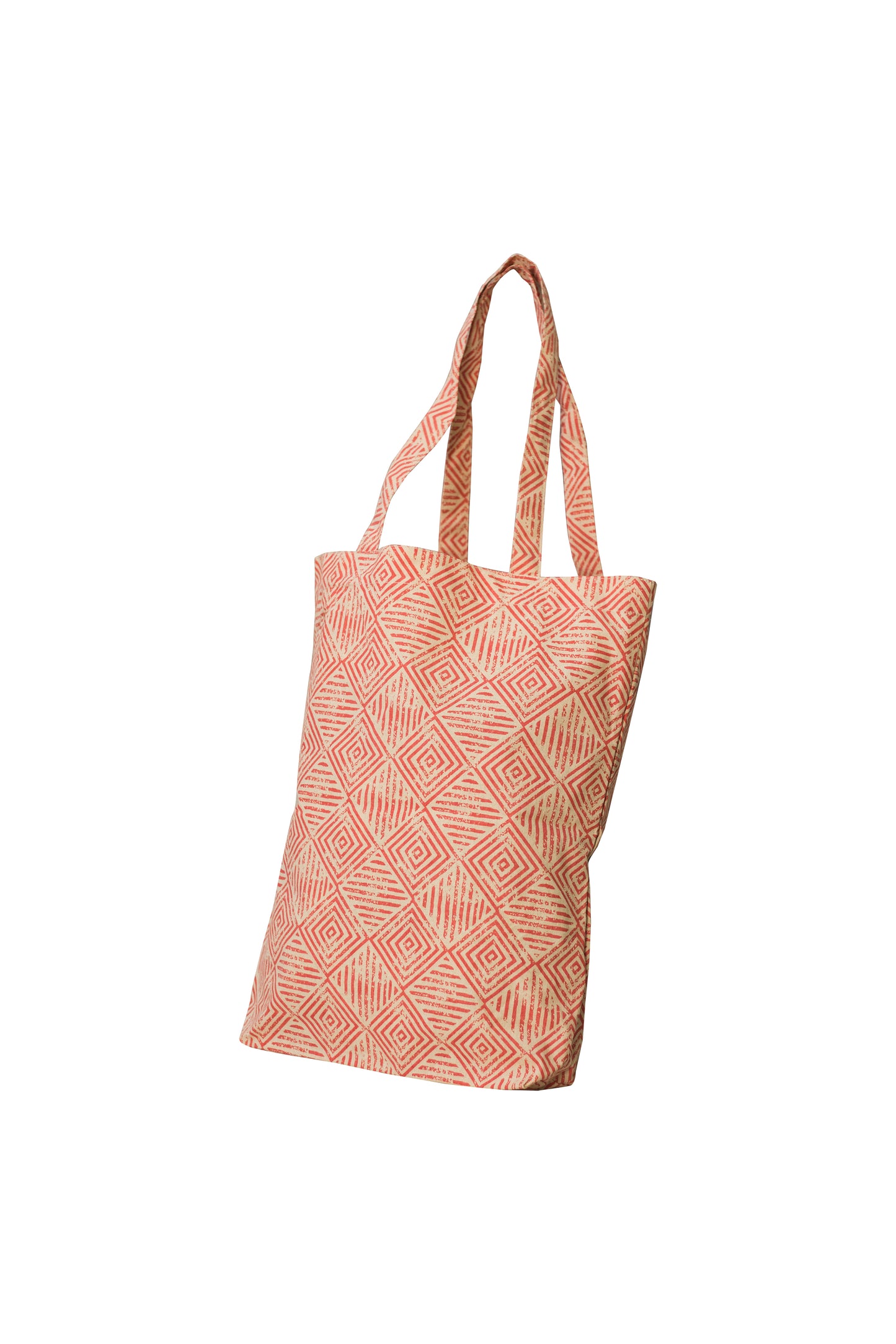 Diamond Peach Cotton Shopping Tote Bag