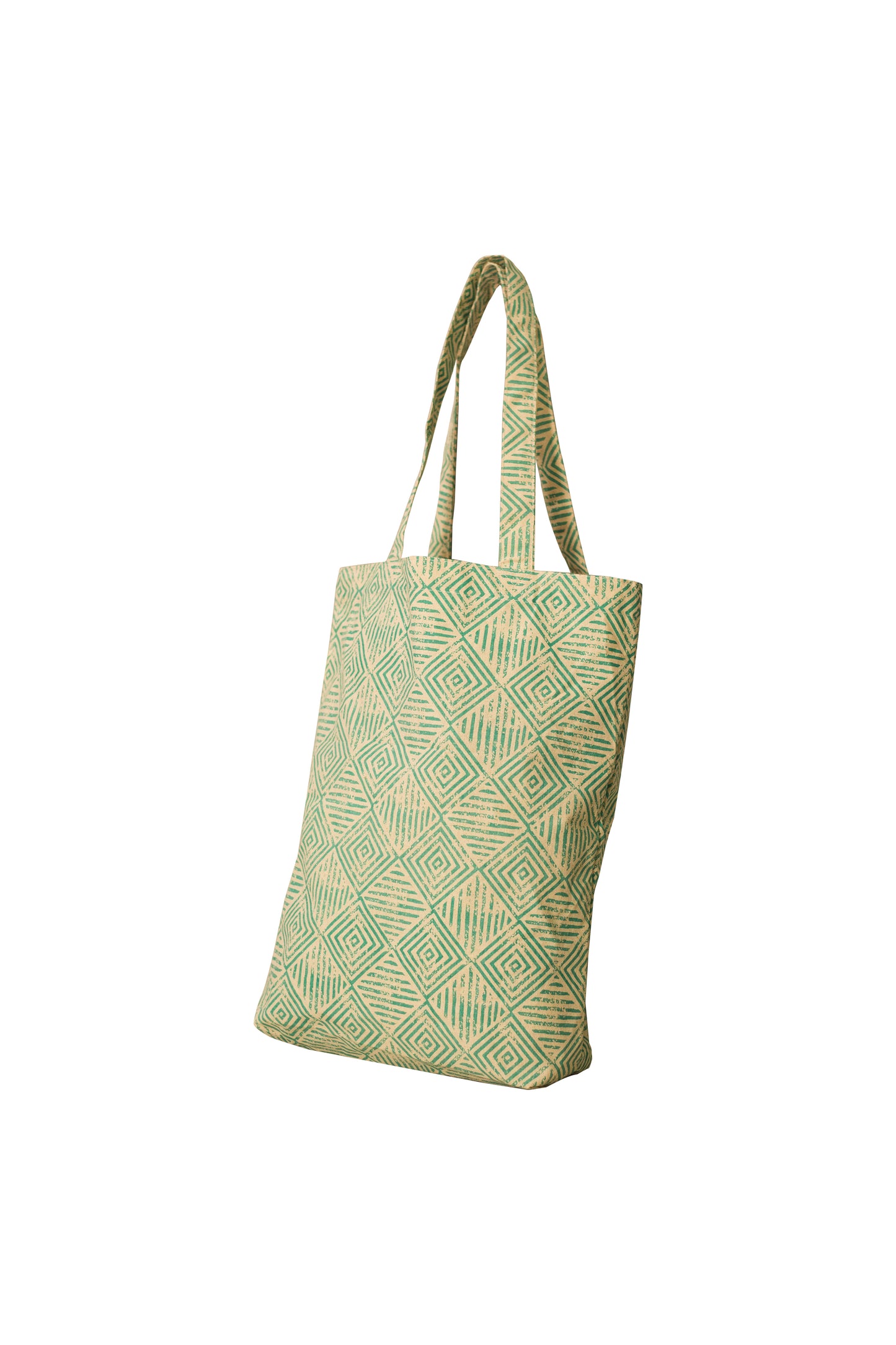 Diamond Teal Cotton Shopping Tote Bag