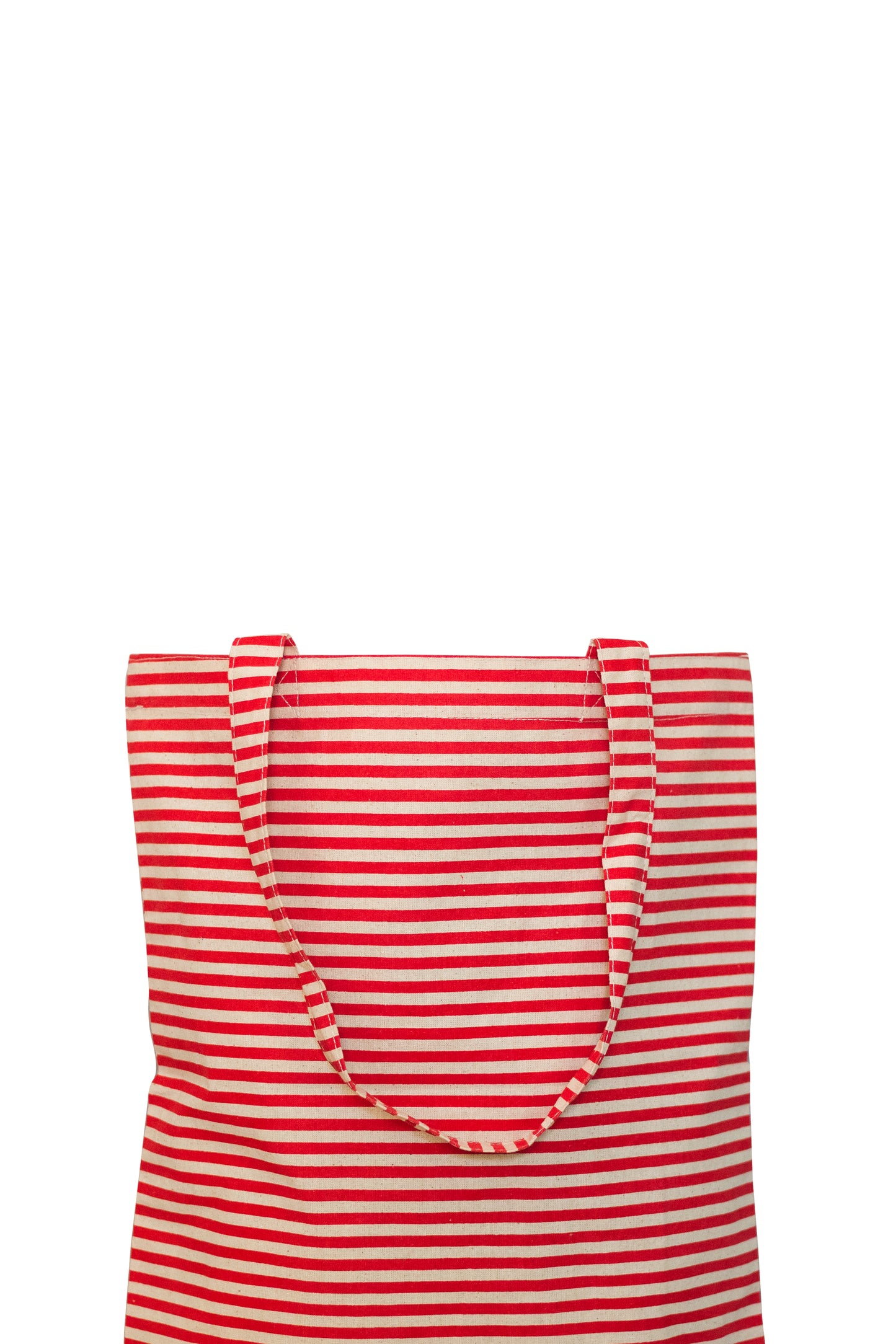 Stripes Red Cotton Shopping Tote Bag