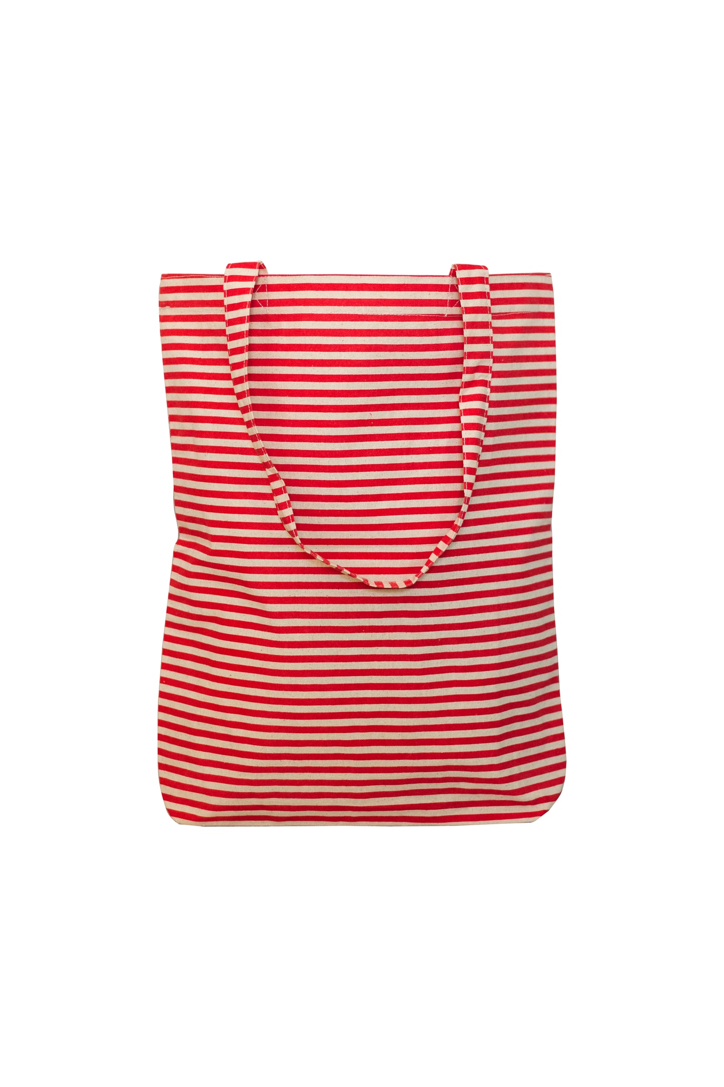 Stripes Red Cotton Shopping Tote Bag