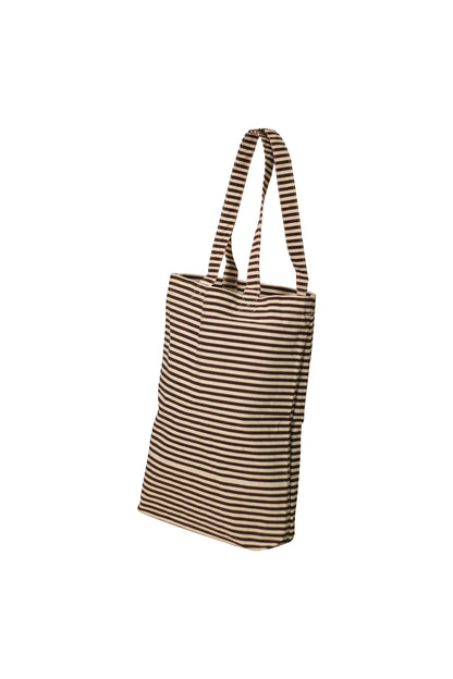 Stripes Coffee Cotton Shopping Tote Bag