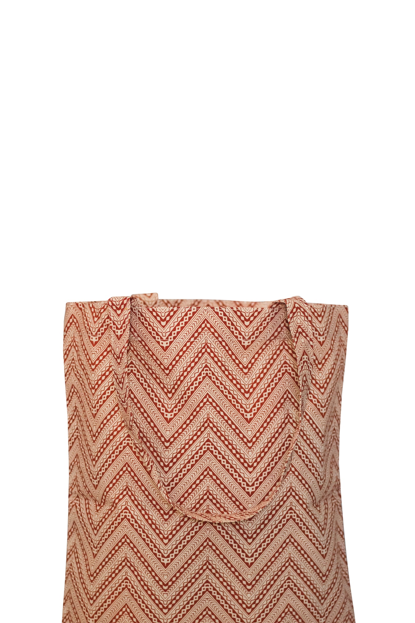 Chevron Rust Cotton Shopping Tote Bag