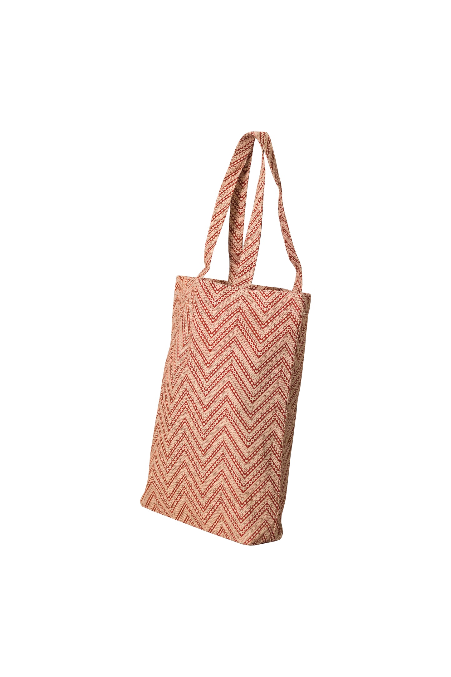 Chevron Rust Cotton Shopping Tote Bag