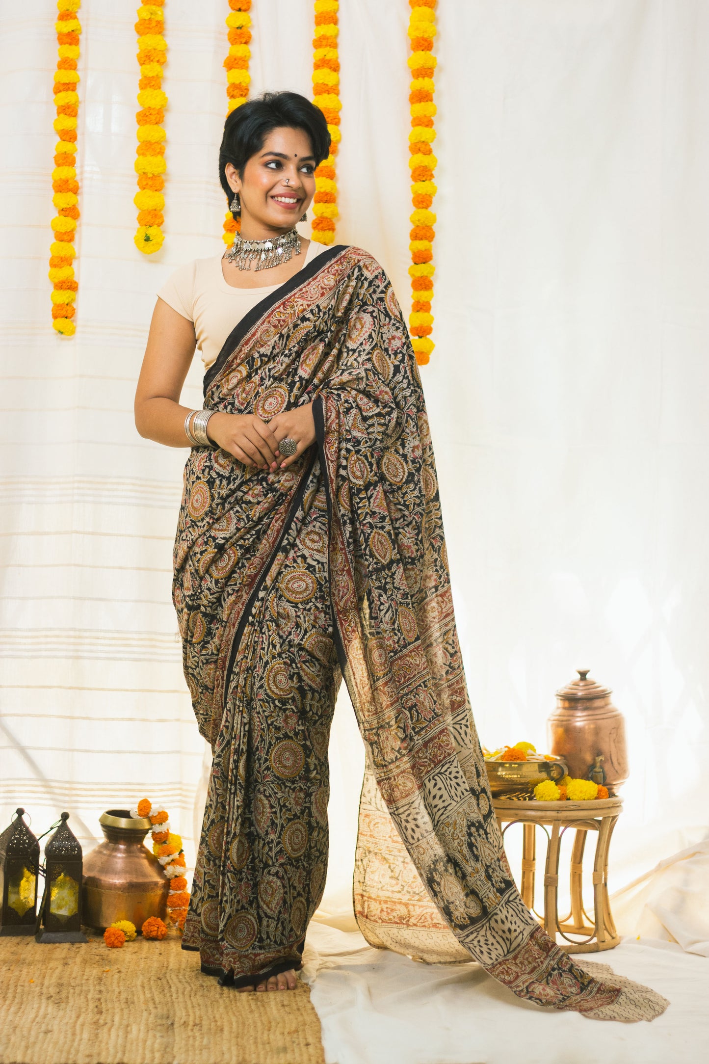 Royal Bloom Cotton Mul Kalamkari