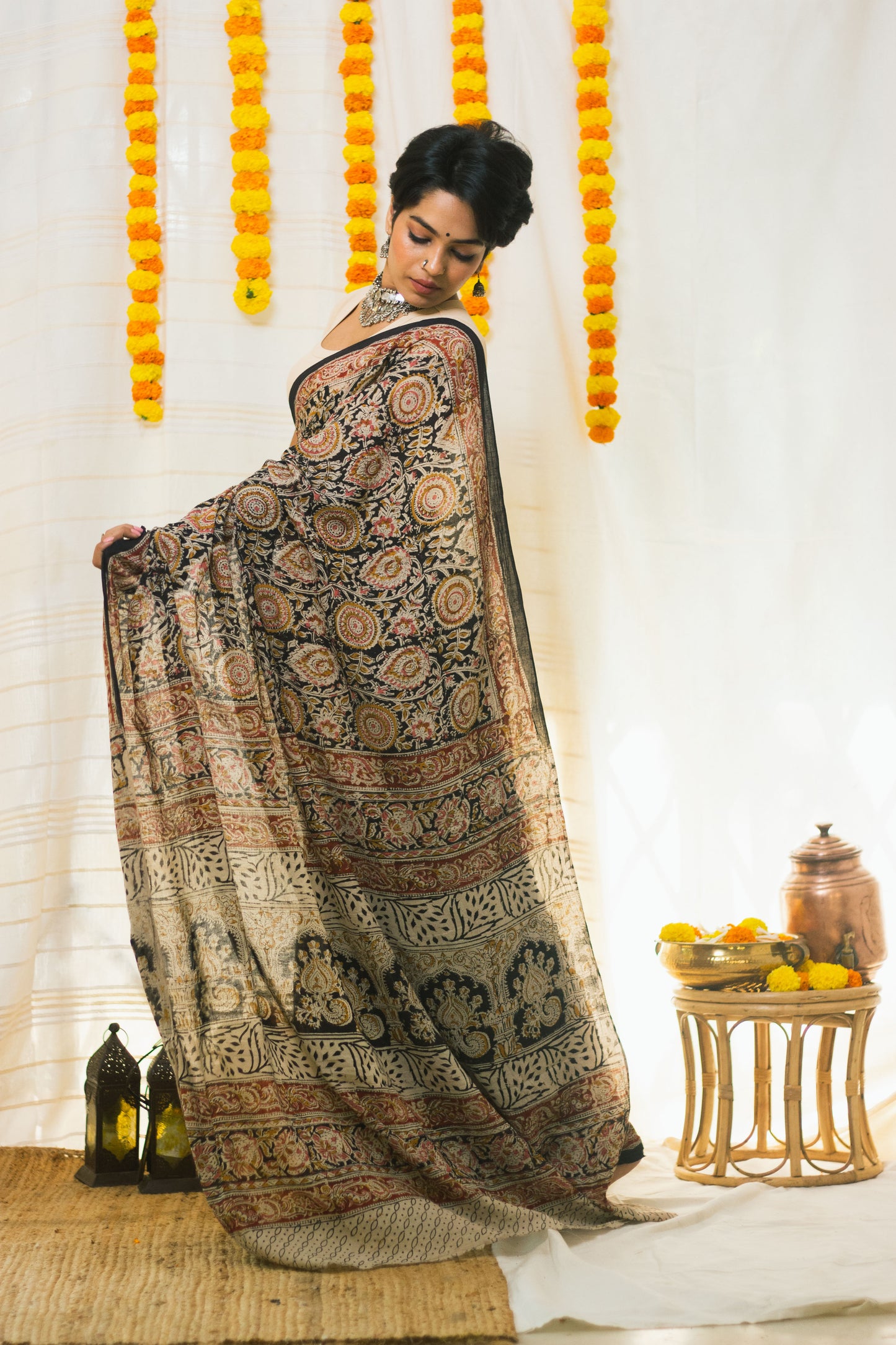 Royal Bloom Cotton Mul Kalamkari