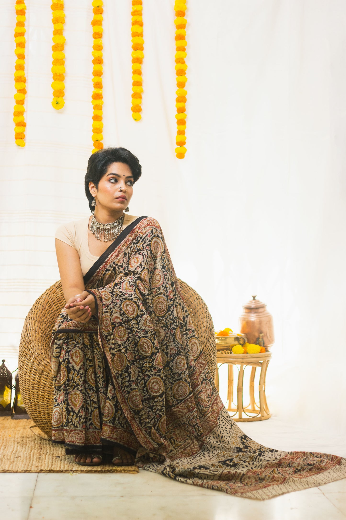 Royal Bloom Cotton Mul Kalamkari