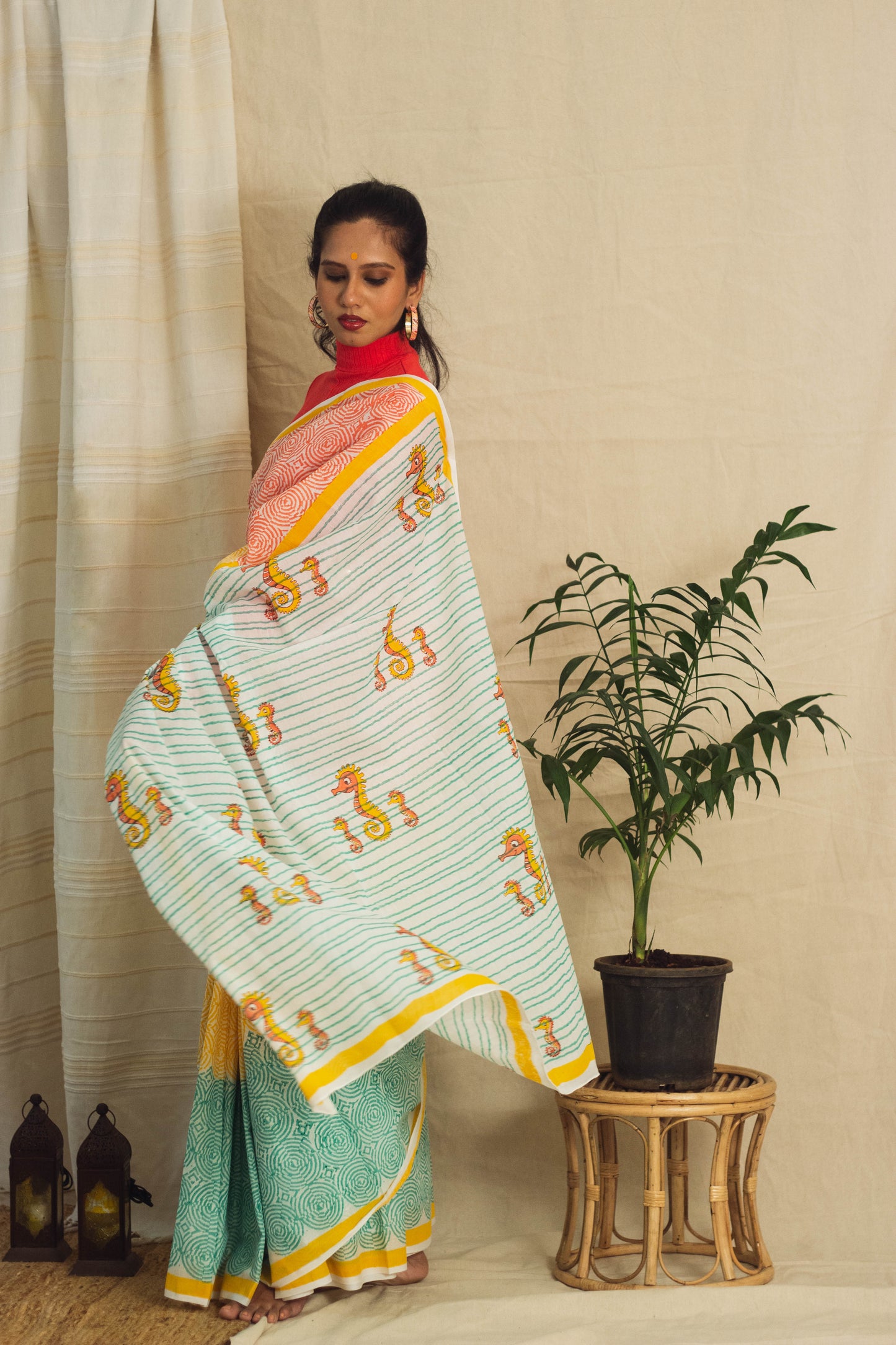 Mul Cotton Block Printed Saree • Childhood Surprise