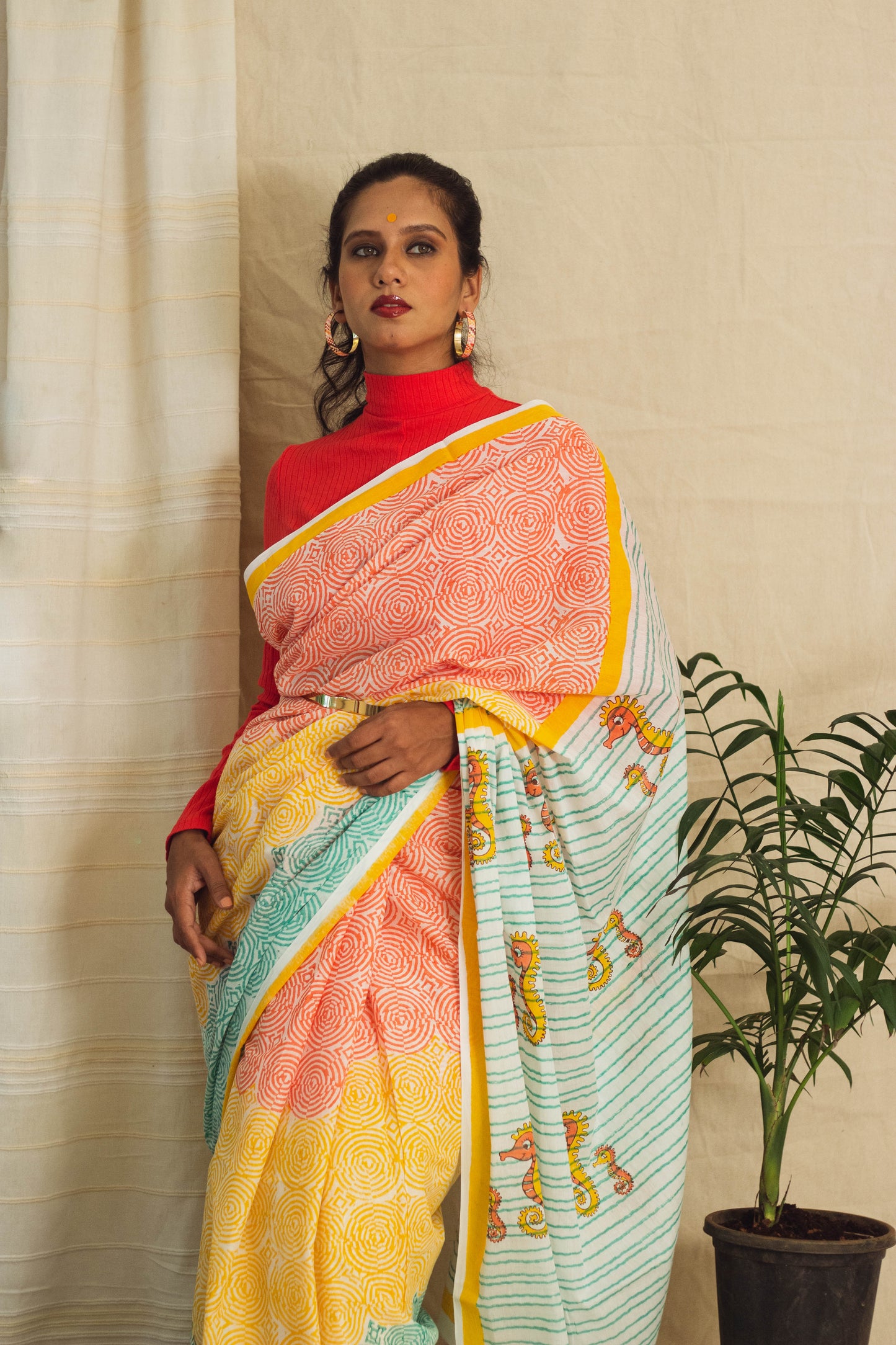 Mul Cotton Block Printed Saree • Childhood Surprise