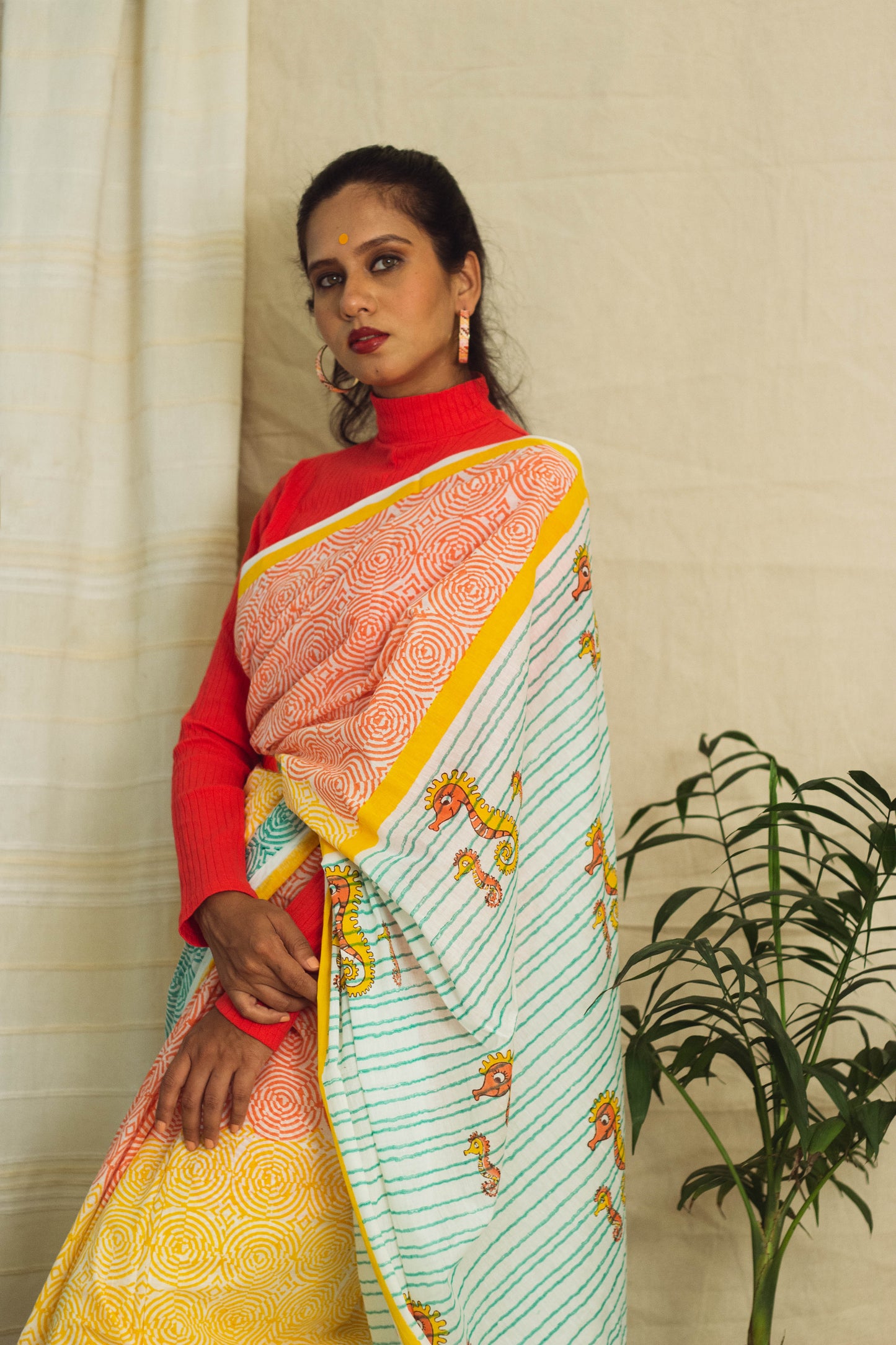 Mul Cotton Block Printed Saree • Childhood Surprise