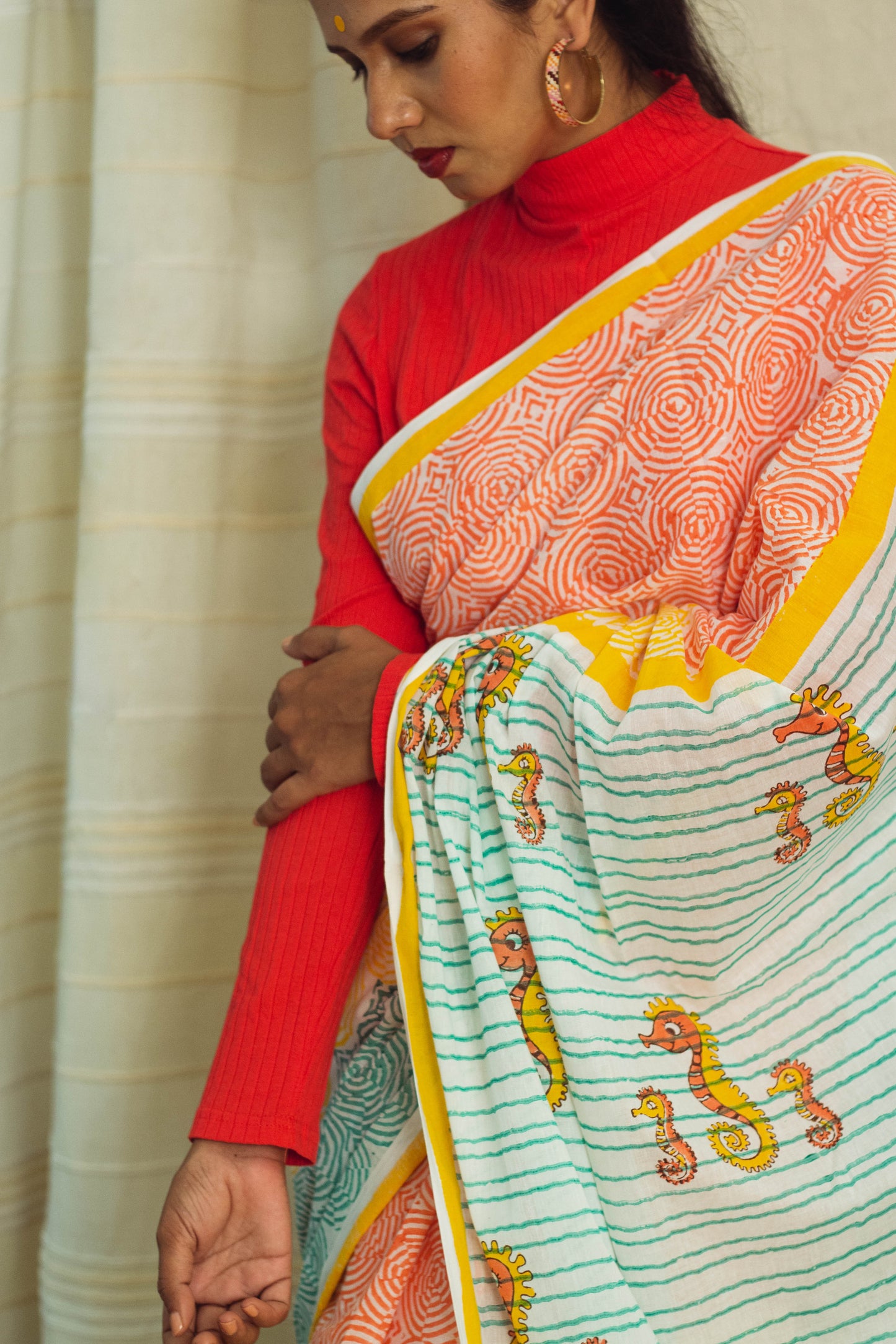 Mul Cotton Block Printed Saree • Childhood Surprise