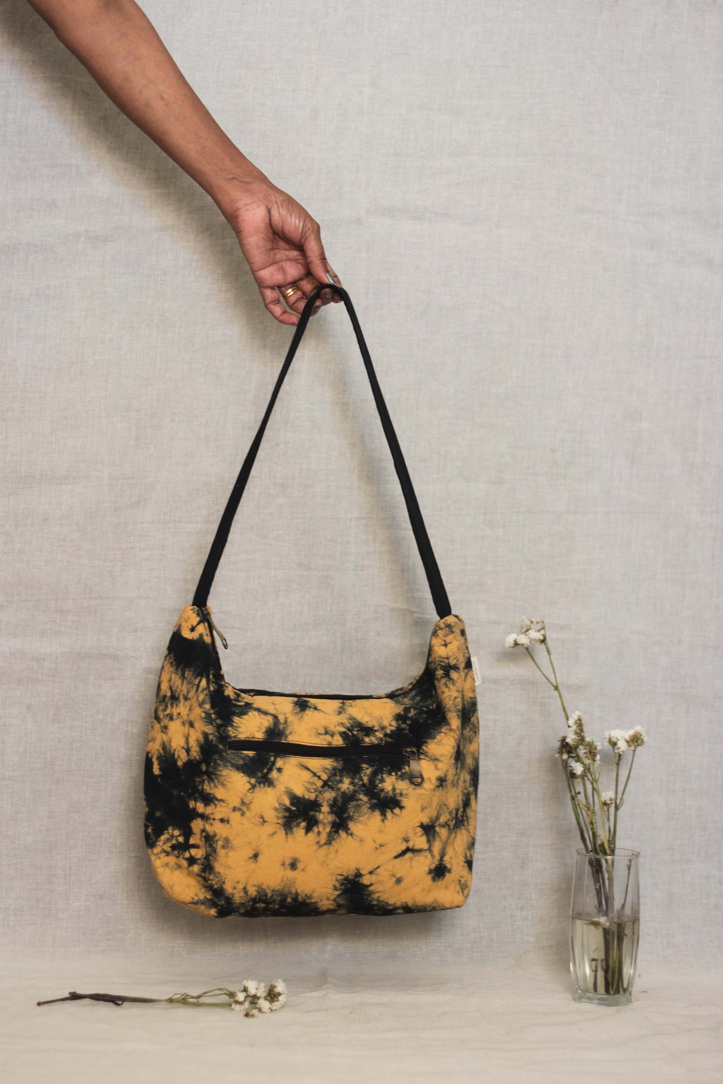 Cotton Hobo Bag • Black Splash