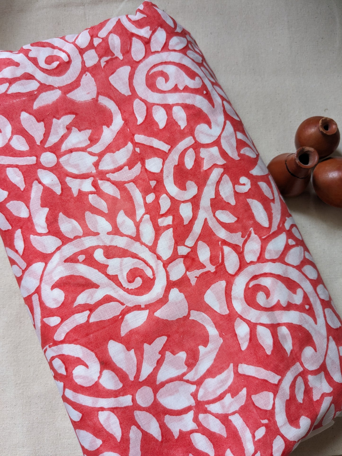 Cotton Mulmul Hand Block Printed Fabrics by meter  Big Paisleys