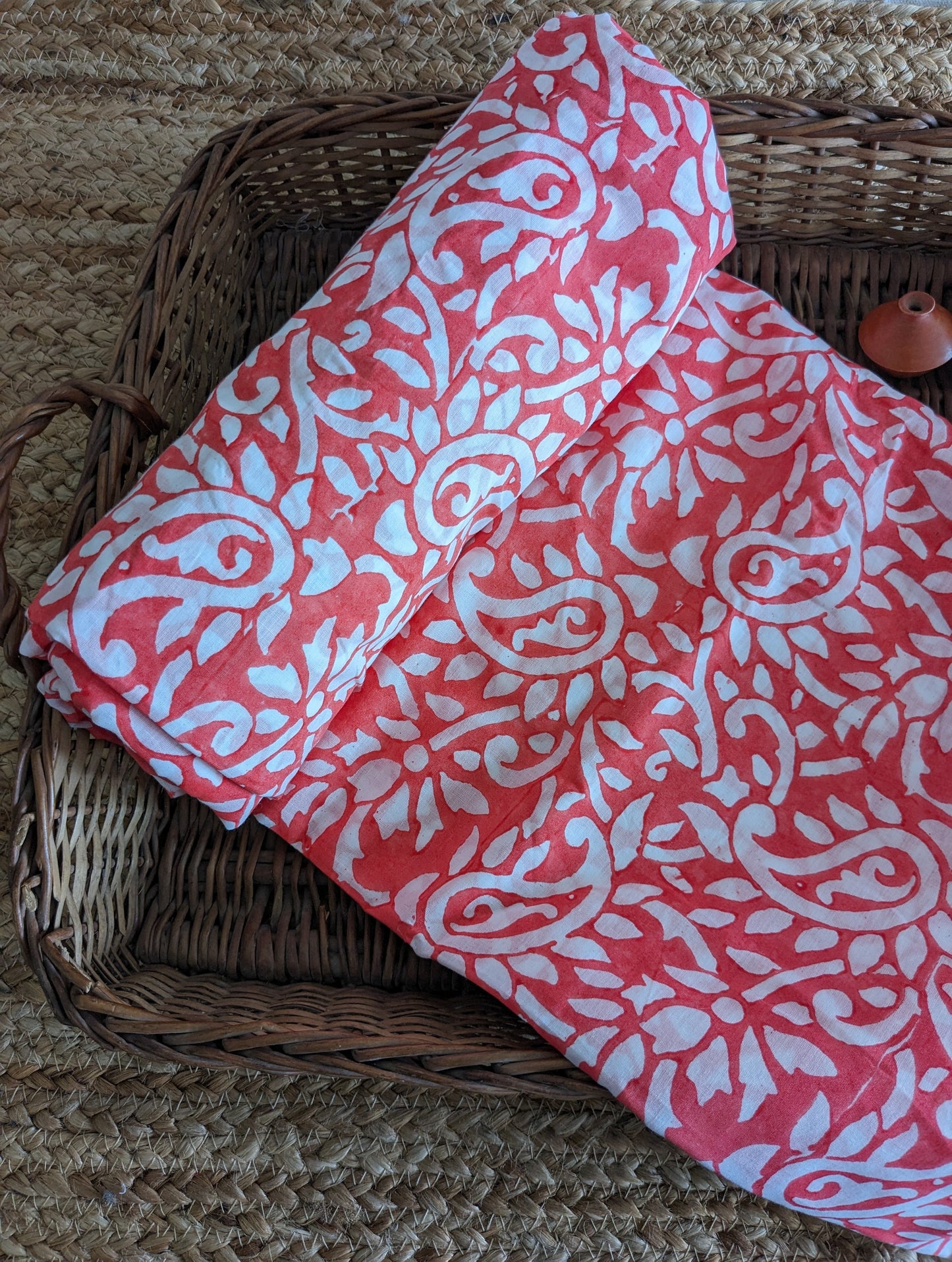 Cotton Mulmul Hand Block Printed Fabrics by meter Big Paisleys